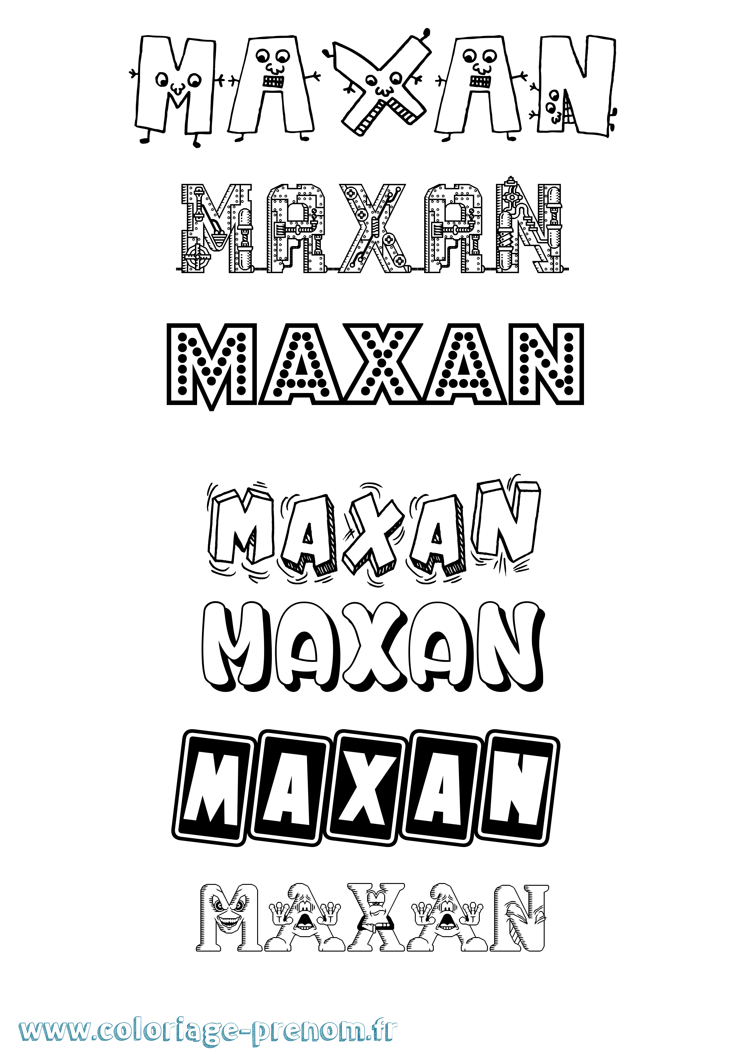 Coloriage prénom Maxan Fun