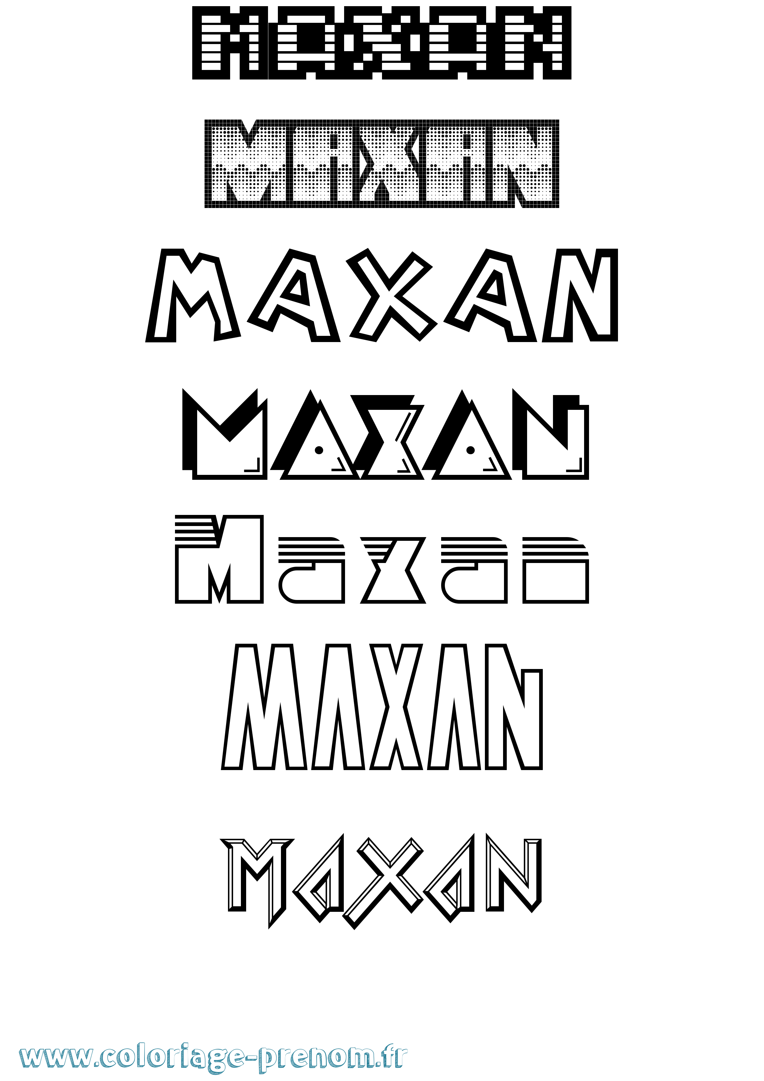 Coloriage prénom Maxan Jeux Vidéos