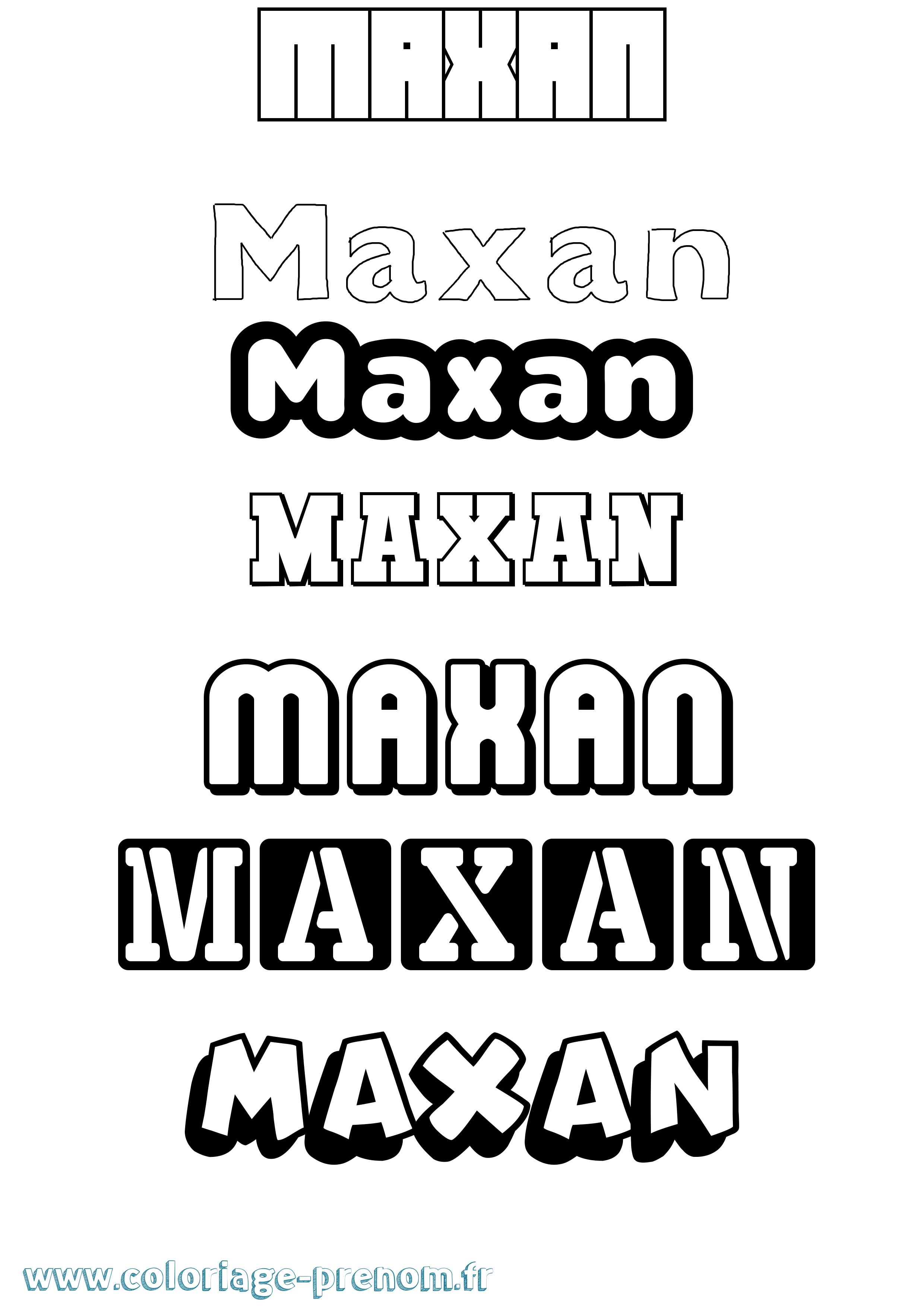 Coloriage prénom Maxan Simple