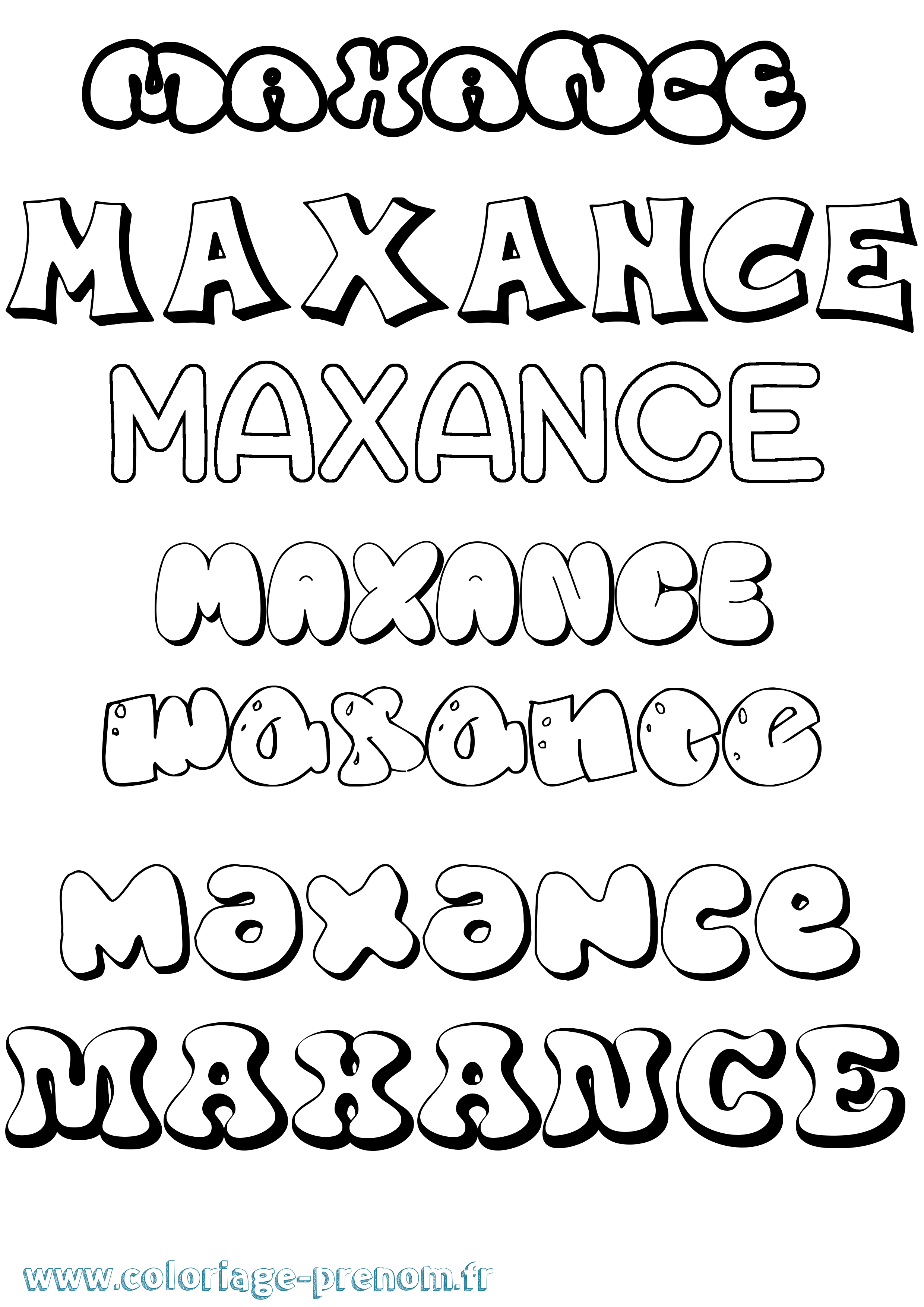Coloriage prénom Maxance Bubble