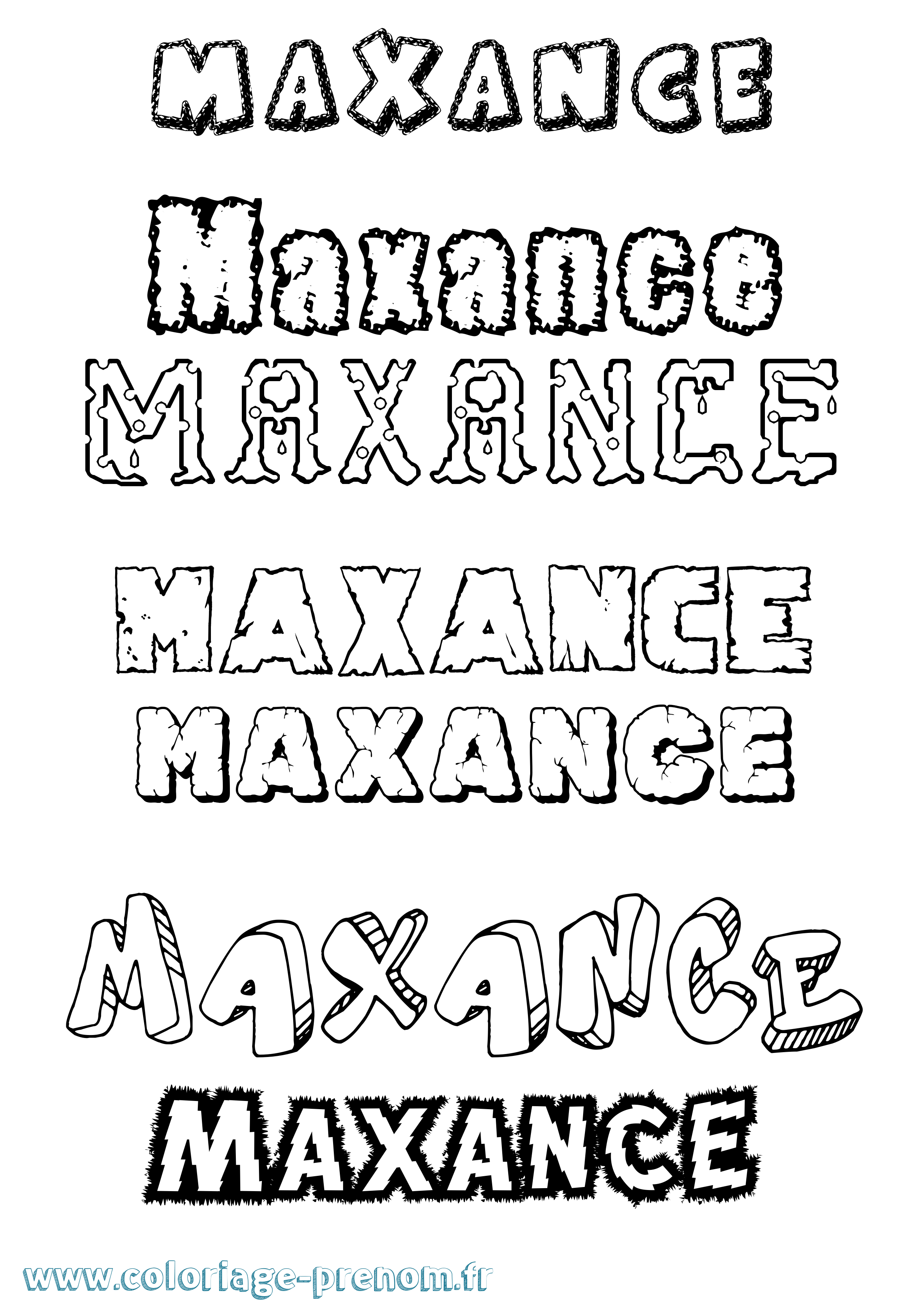 Coloriage prénom Maxance Destructuré