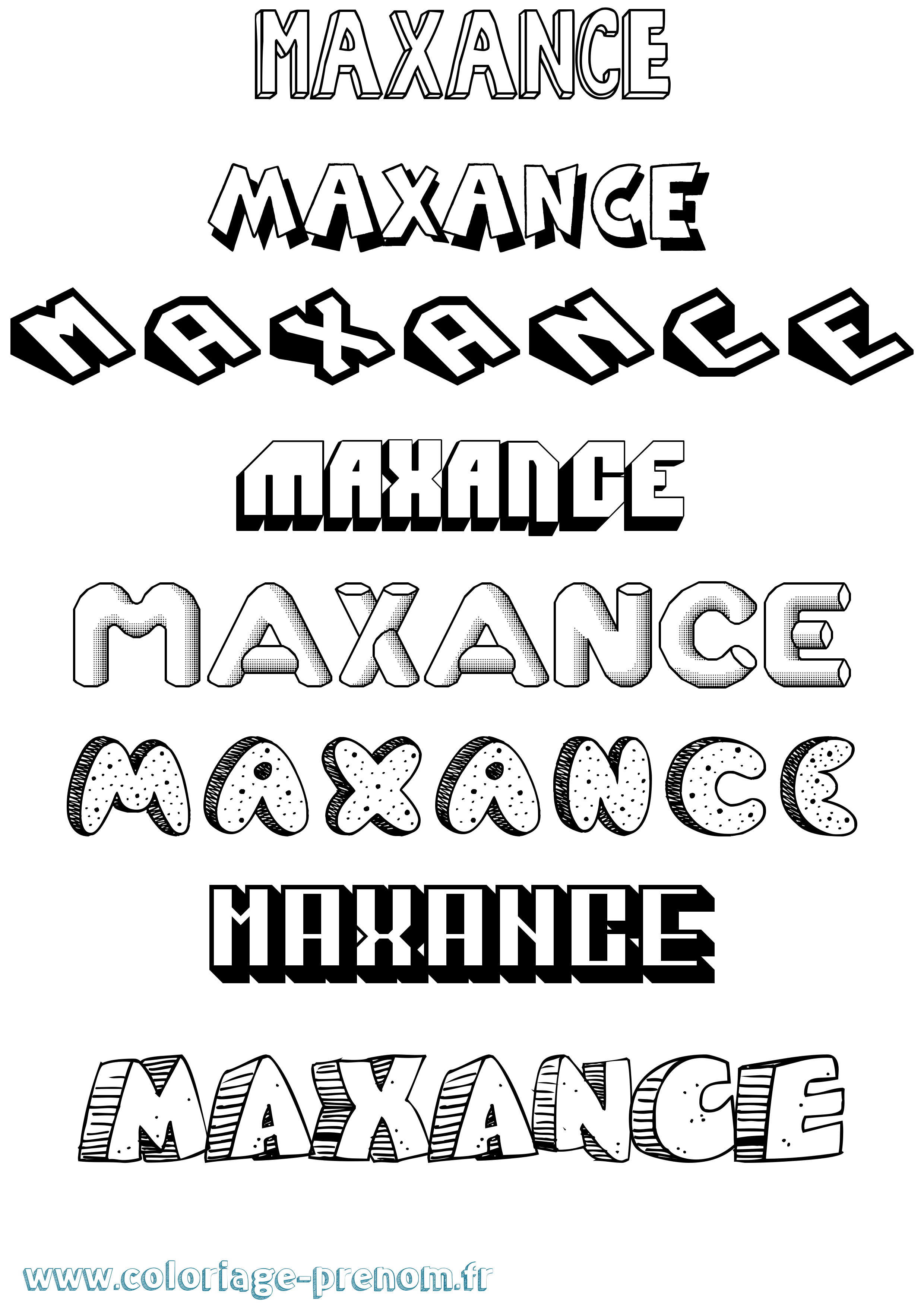 Coloriage prénom Maxance Effet 3D