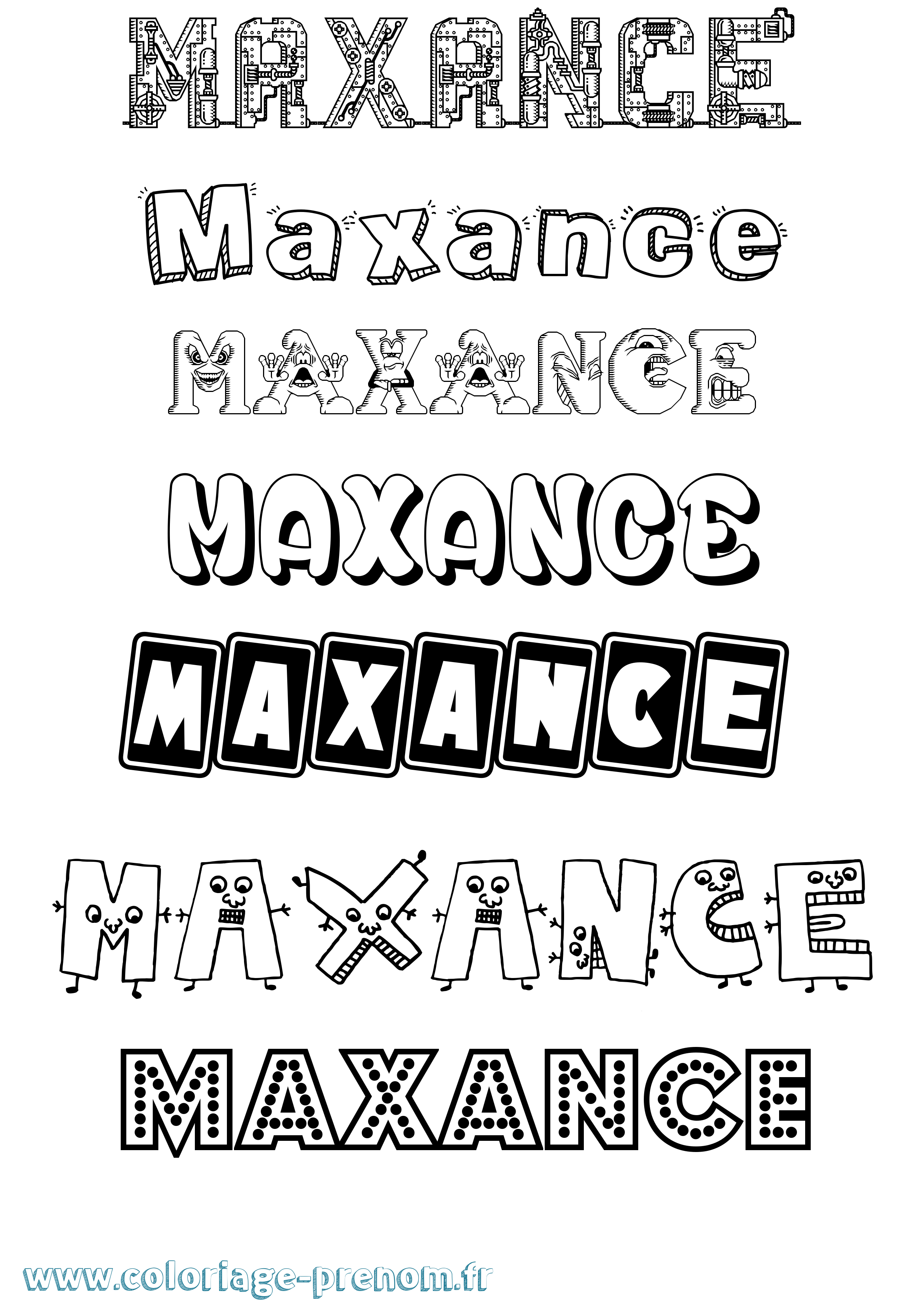 Coloriage prénom Maxance Fun