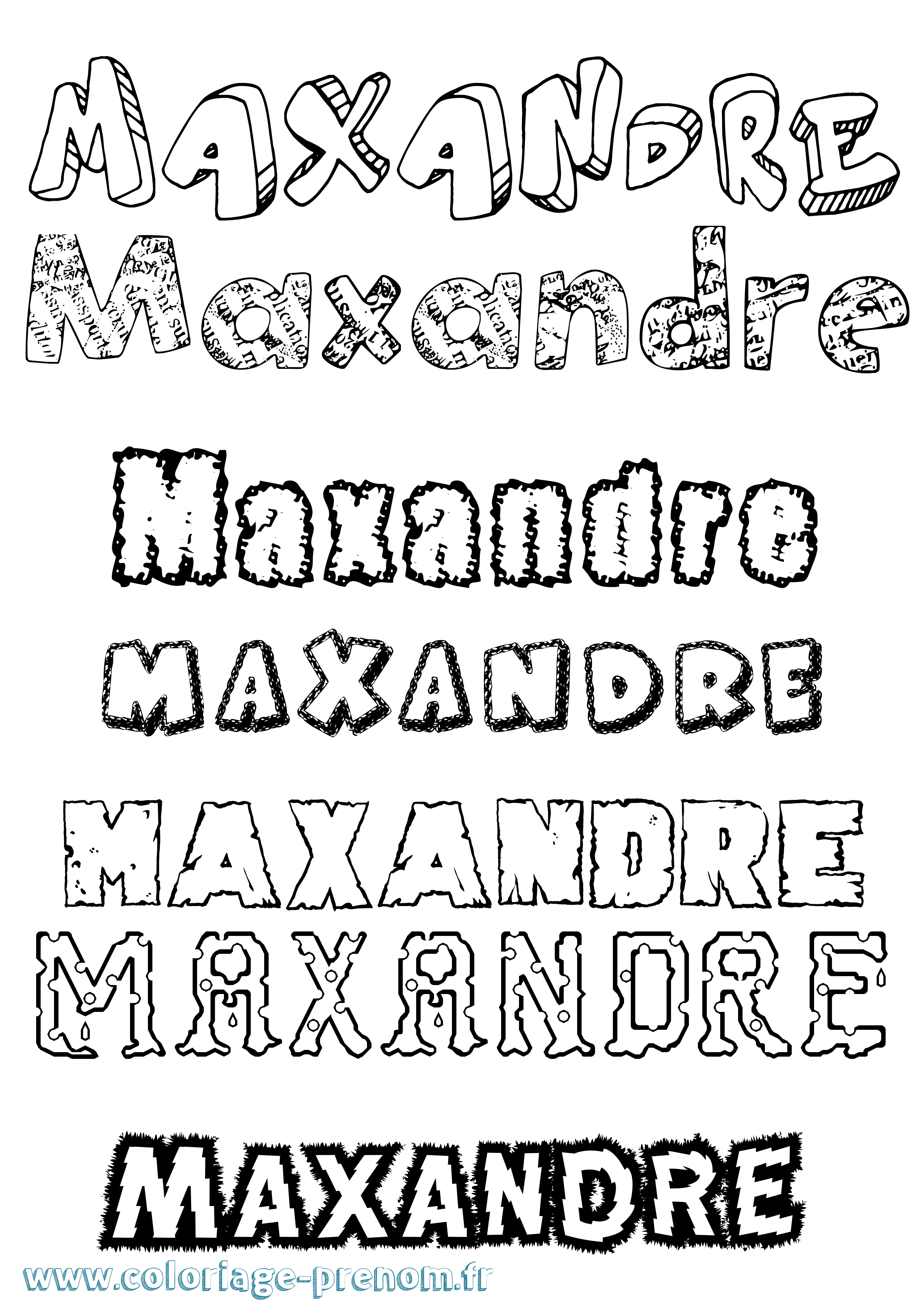 Coloriage prénom Maxandre Destructuré