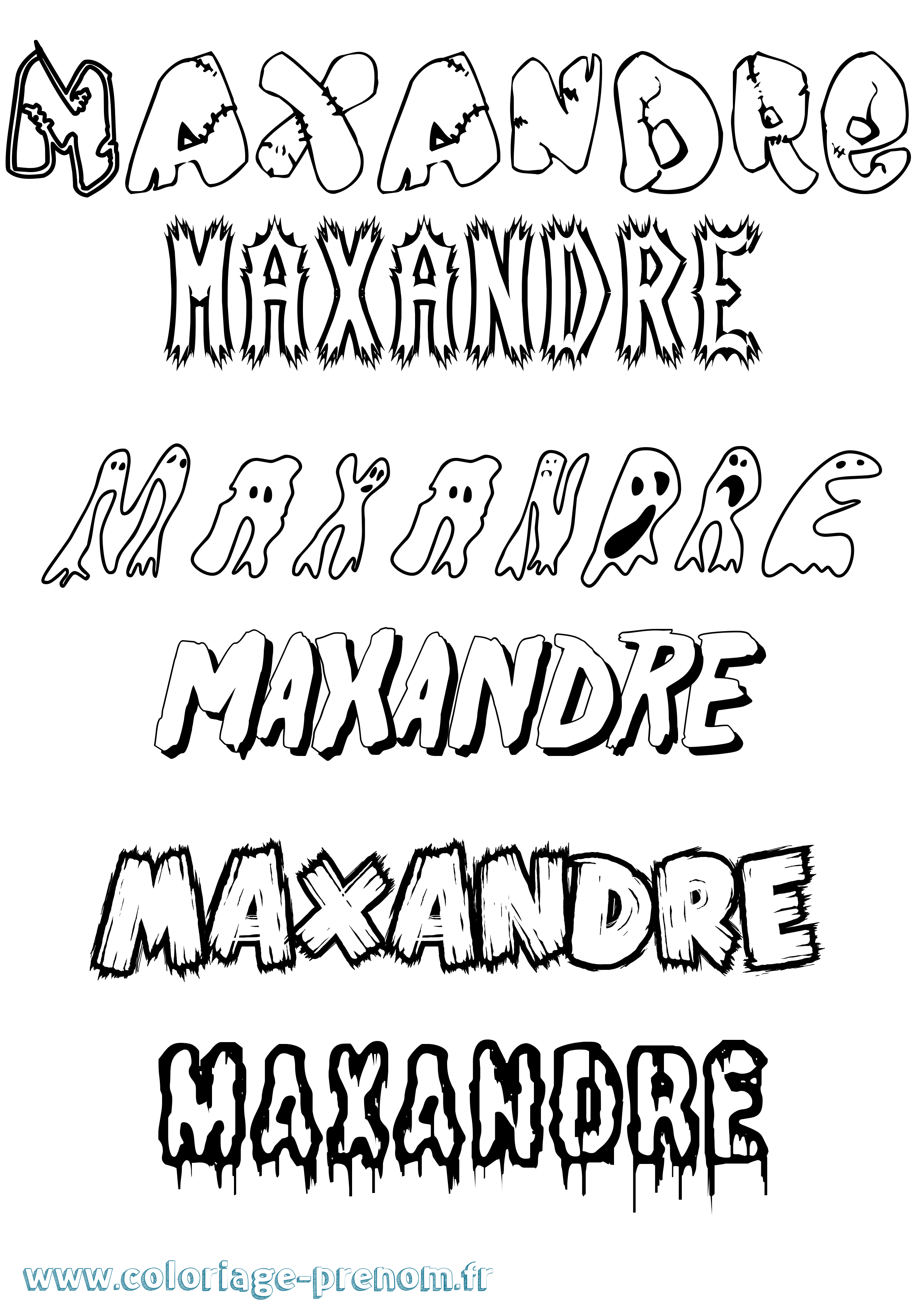 Coloriage prénom Maxandre Frisson