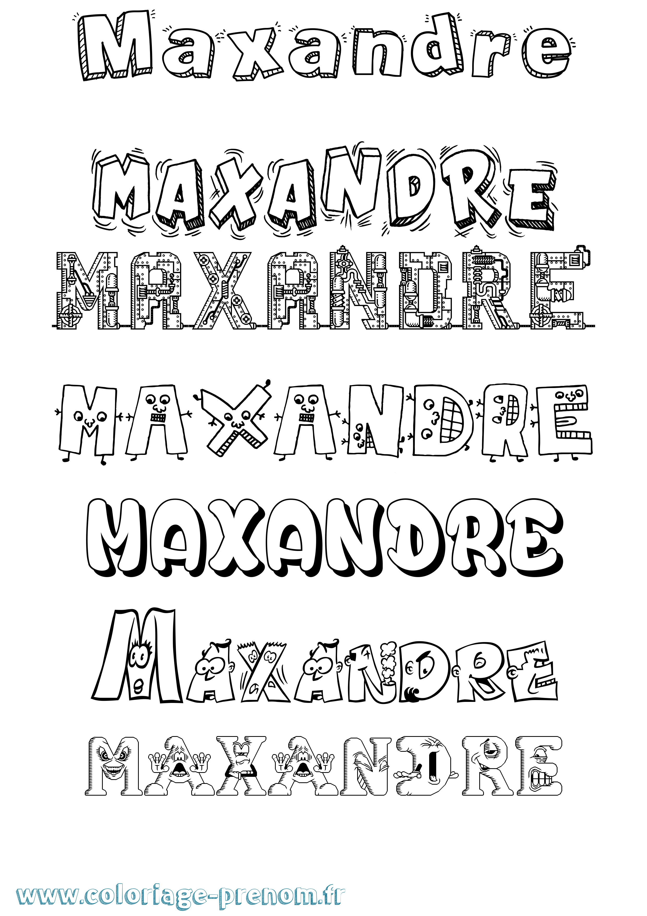 Coloriage prénom Maxandre Fun