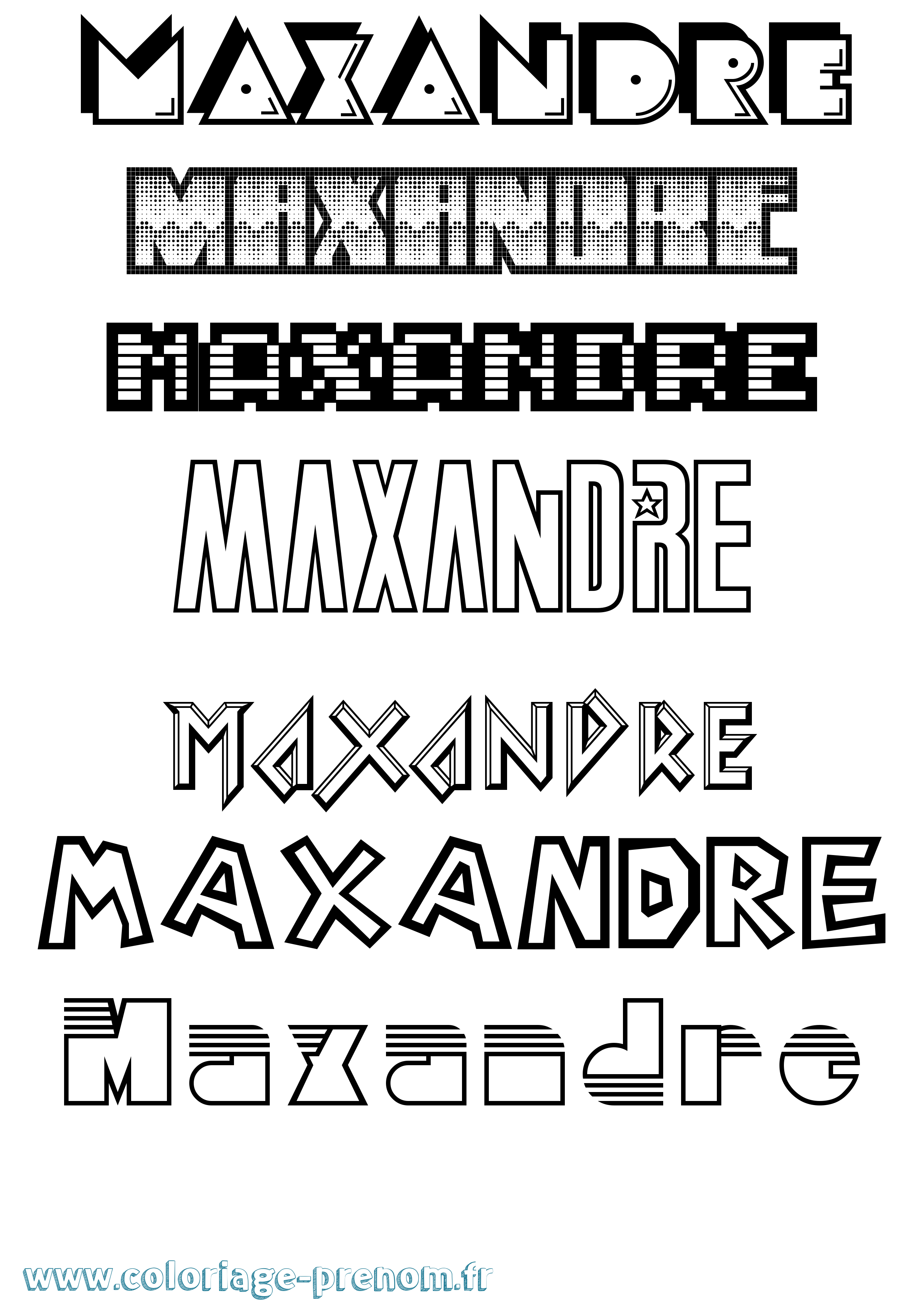 Coloriage prénom Maxandre Jeux Vidéos