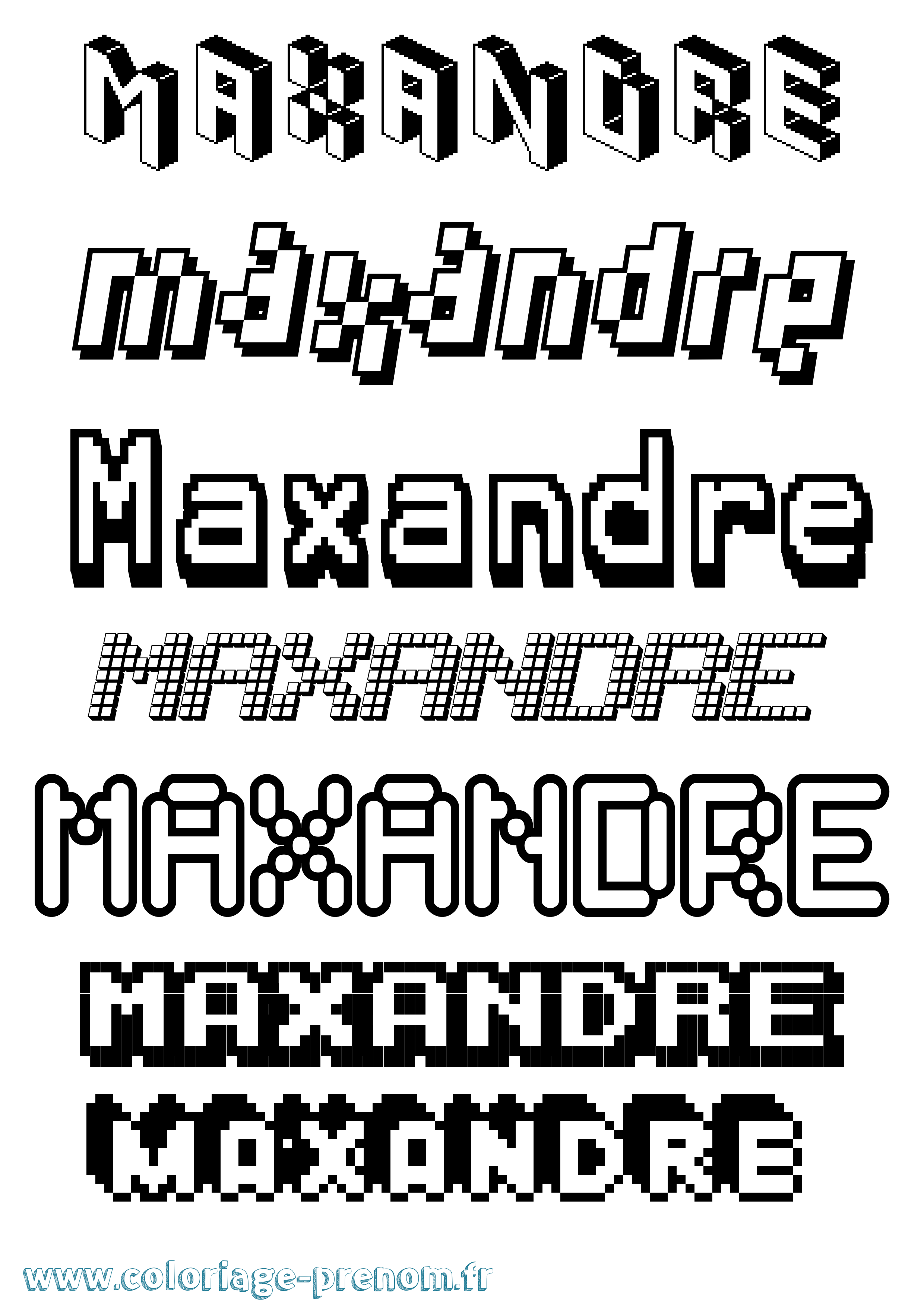Coloriage prénom Maxandre Pixel