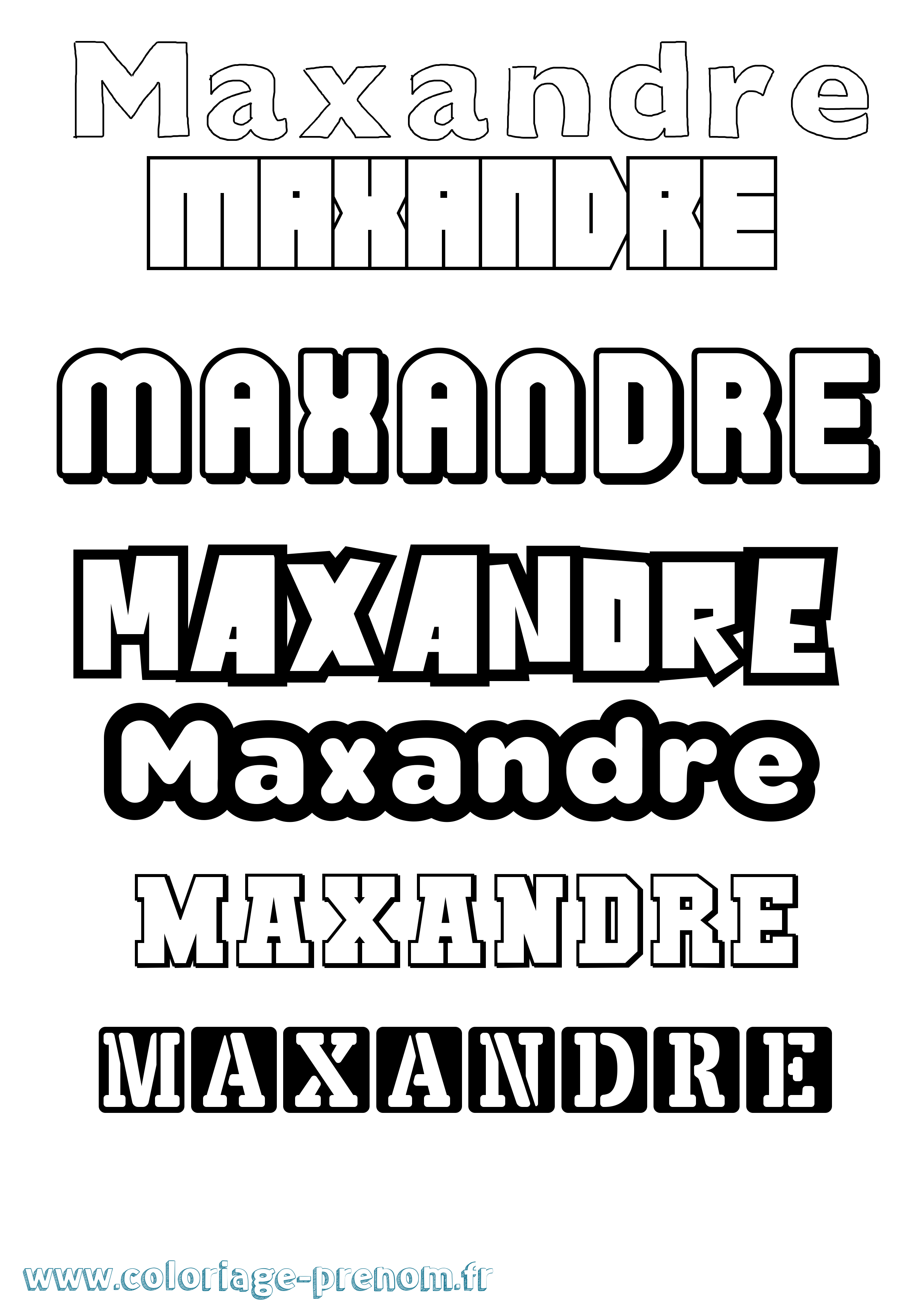 Coloriage prénom Maxandre Simple