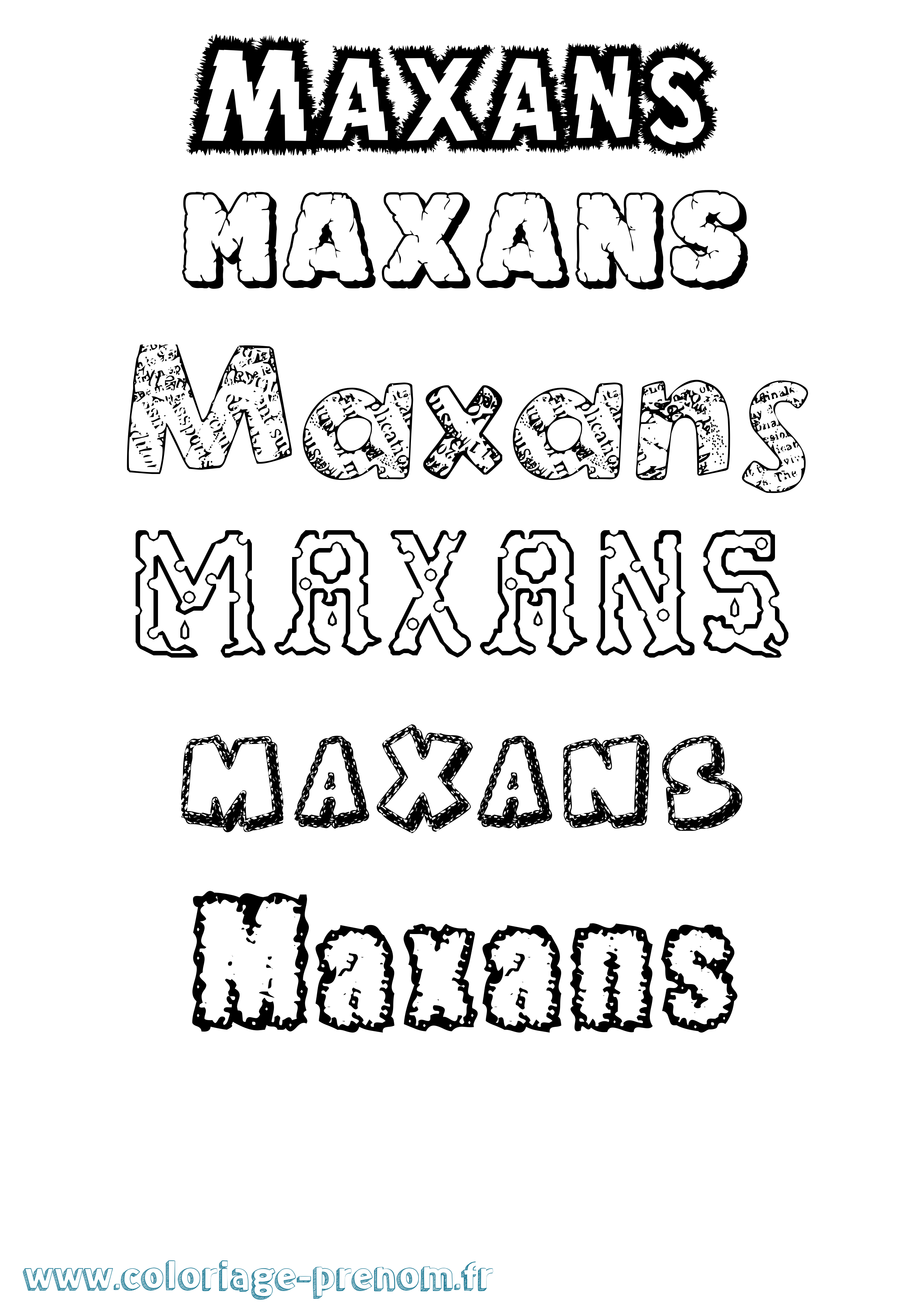 Coloriage prénom Maxans Destructuré