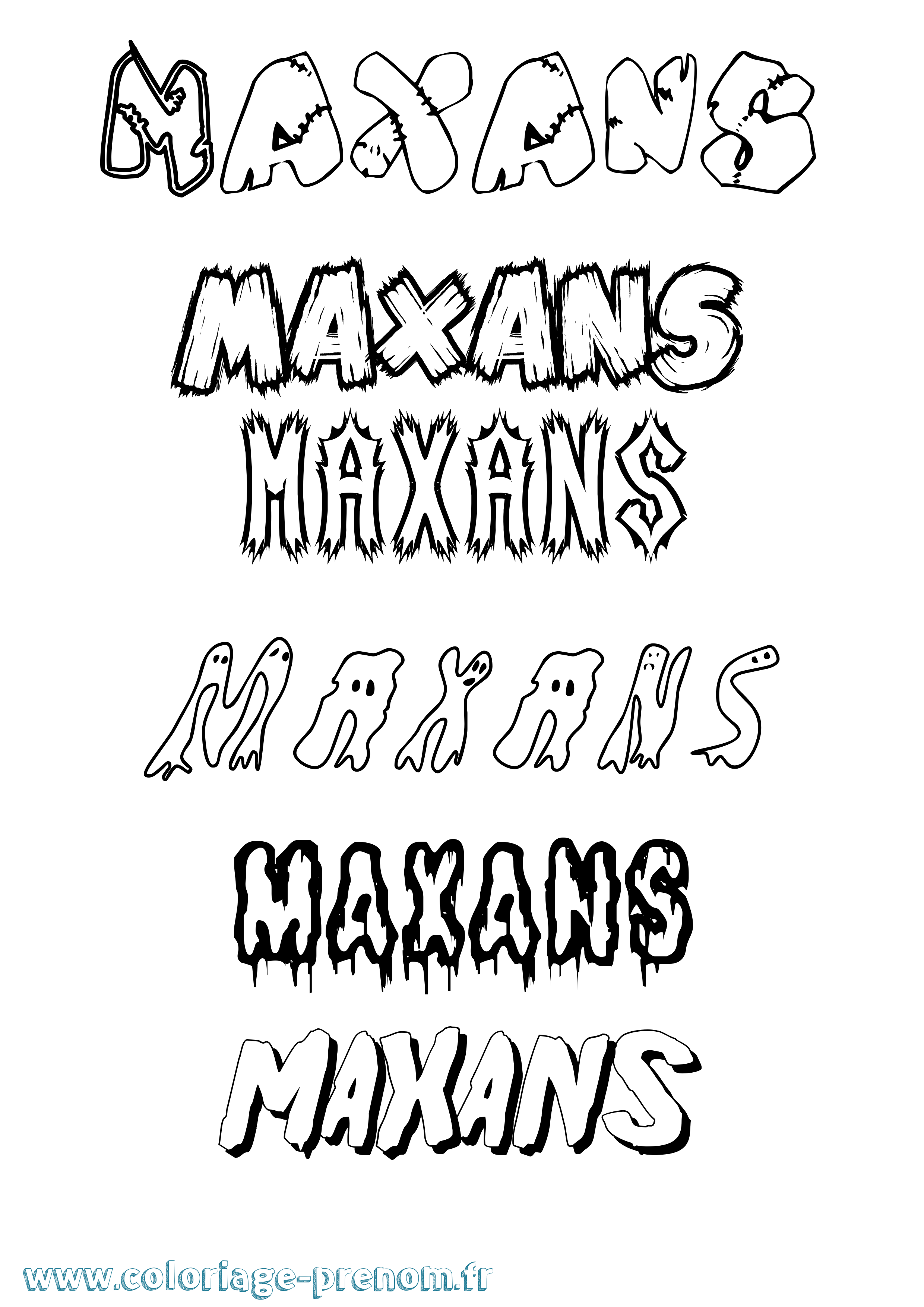 Coloriage prénom Maxans Frisson