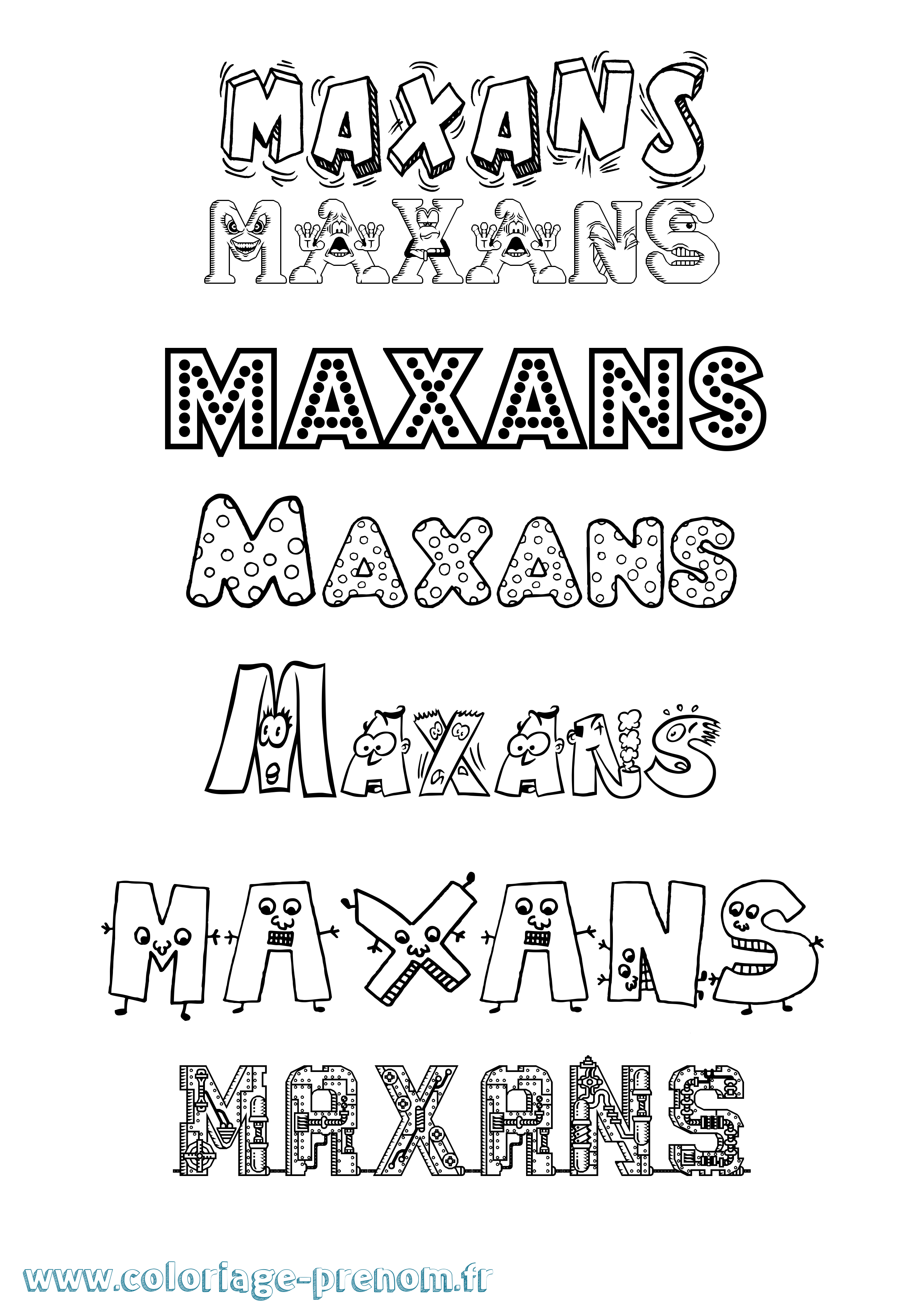 Coloriage prénom Maxans Fun
