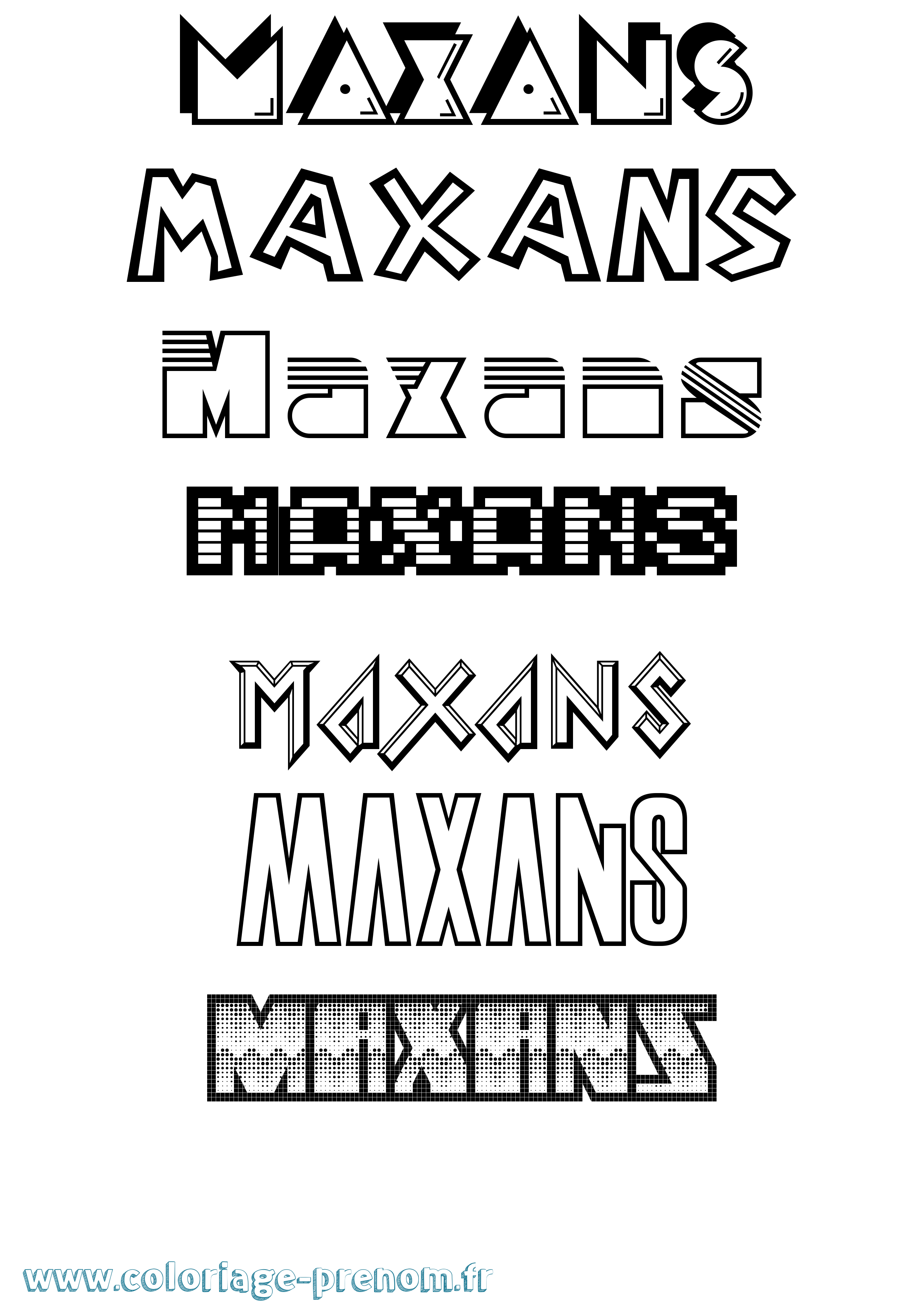 Coloriage prénom Maxans Jeux Vidéos