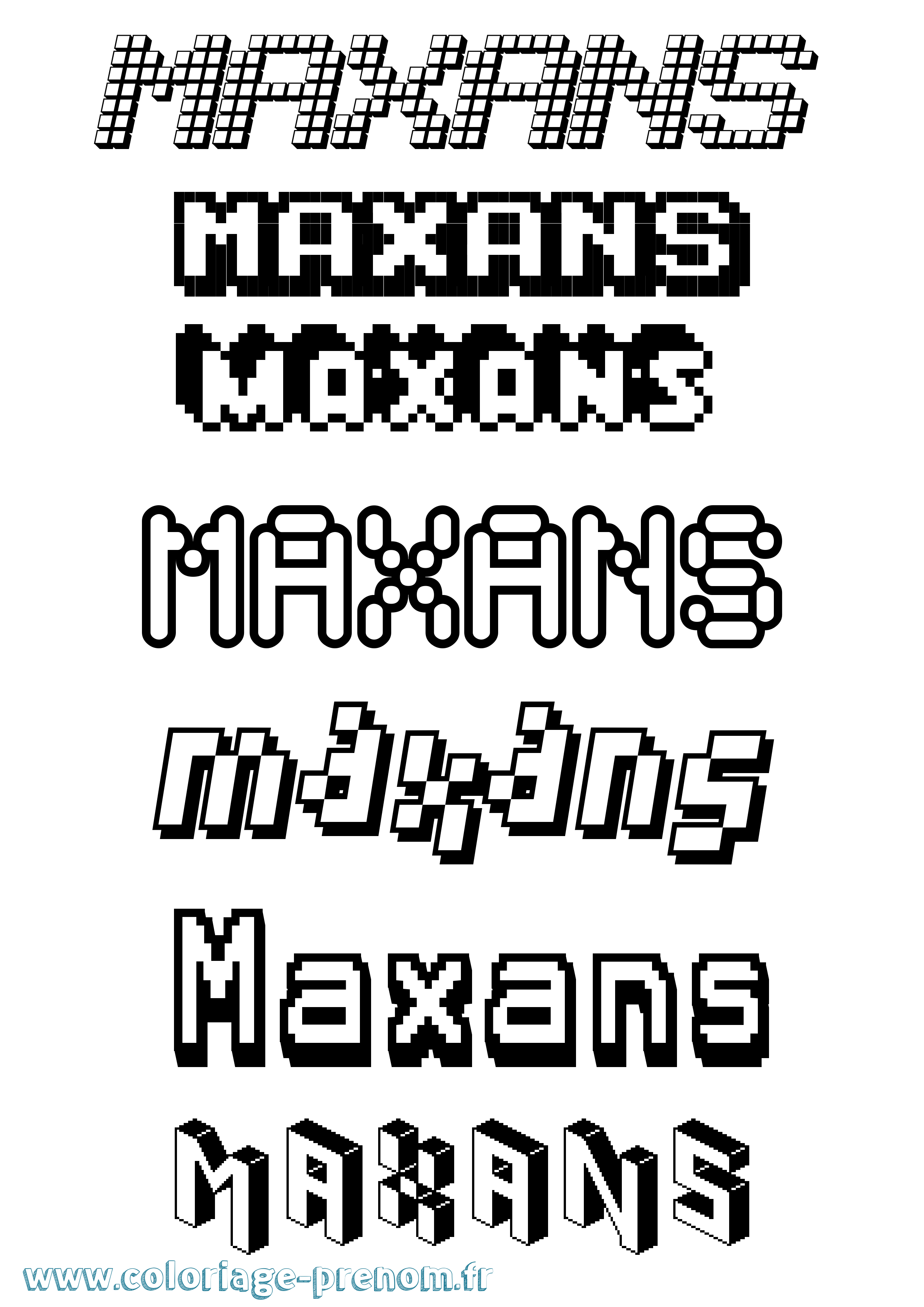 Coloriage prénom Maxans Pixel