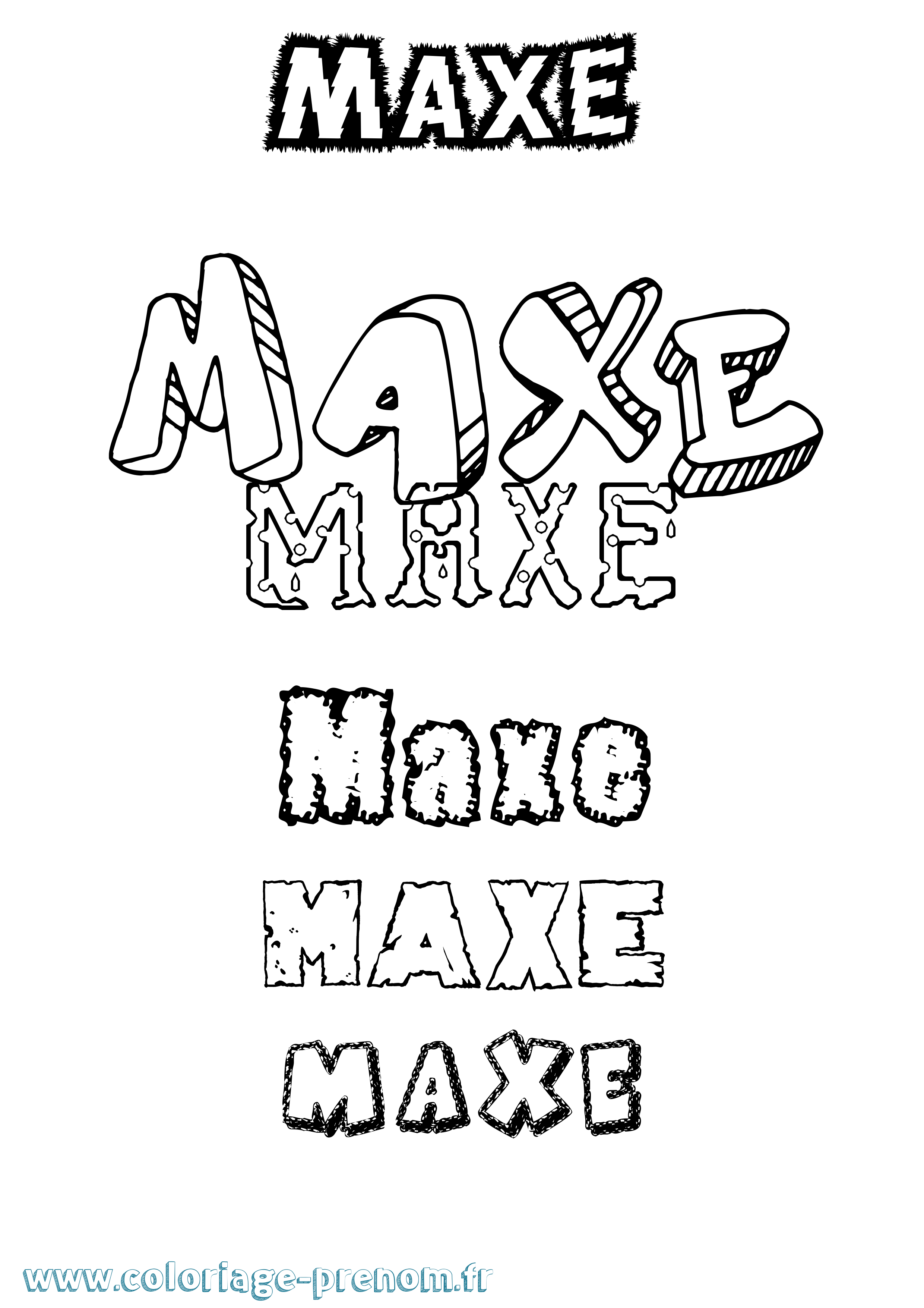 Coloriage prénom Maxe Destructuré