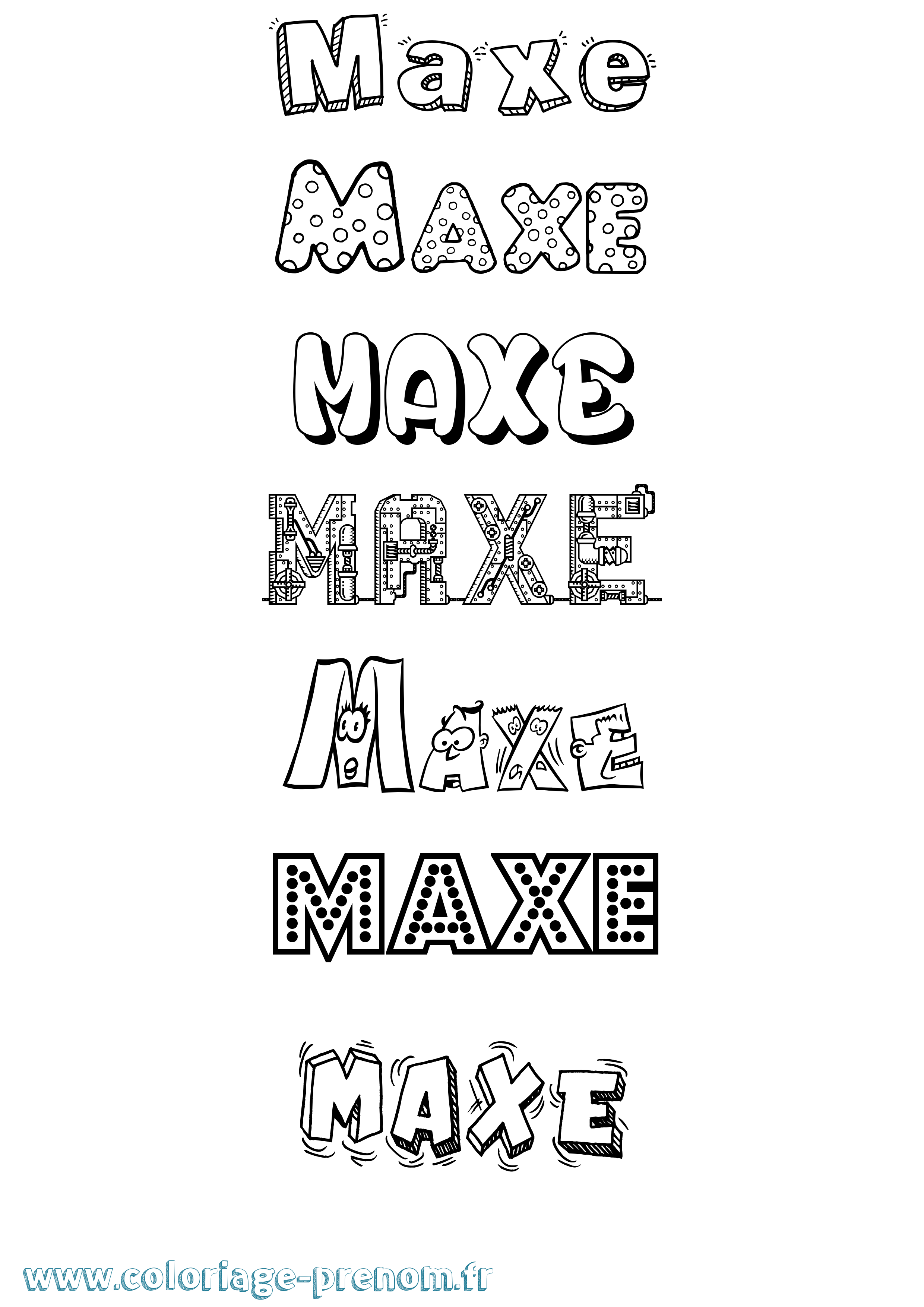 Coloriage prénom Maxe Fun