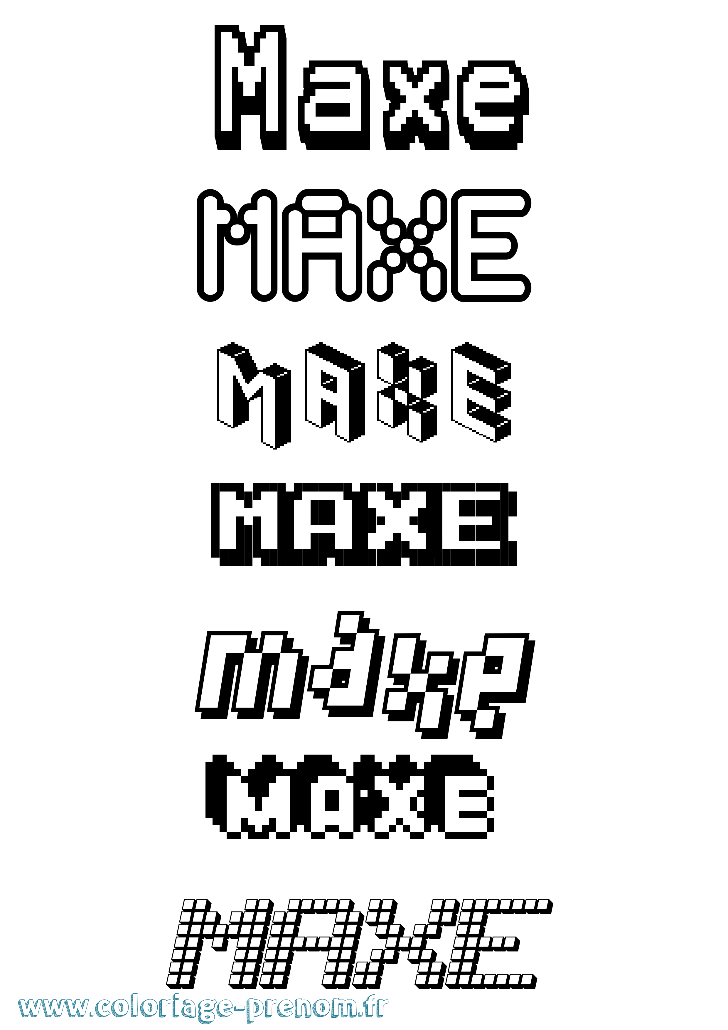 Coloriage prénom Maxe Pixel