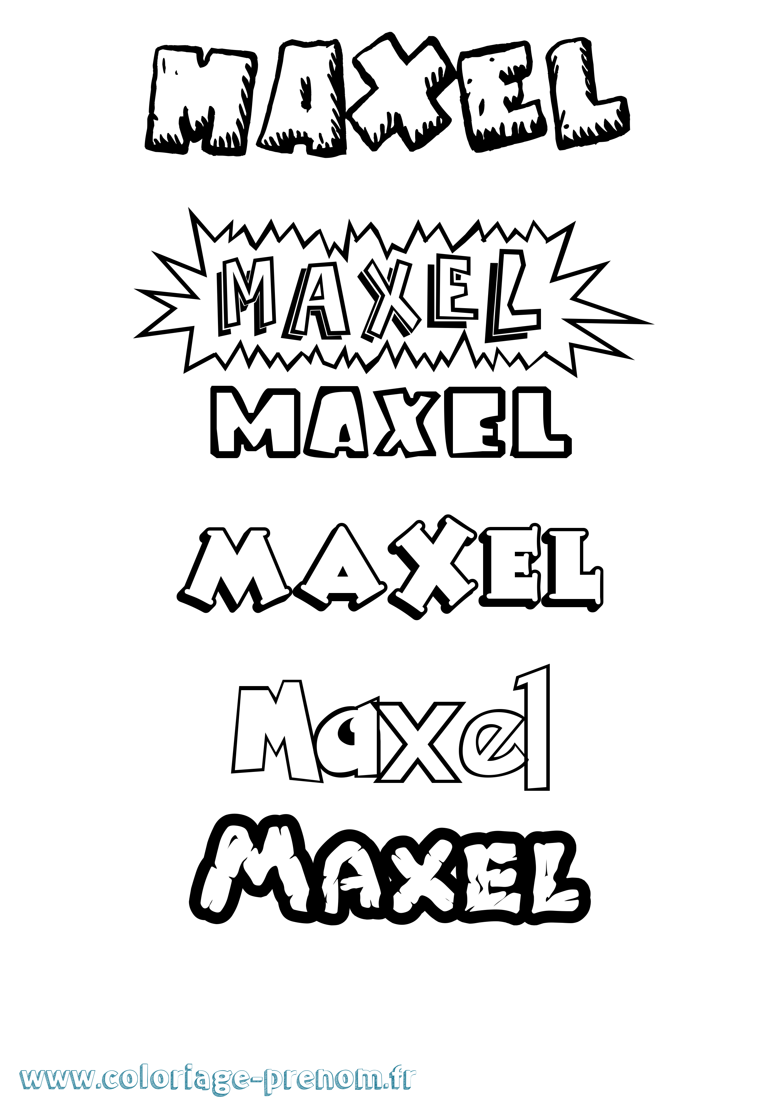 Coloriage prénom Maxel Dessin Animé