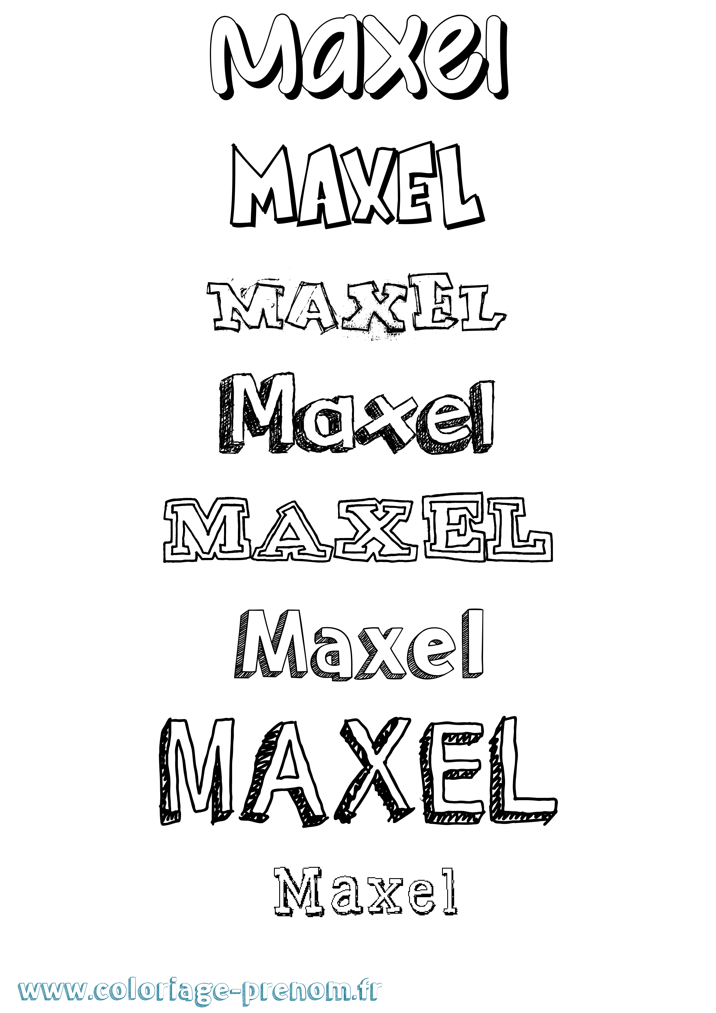 Coloriage prénom Maxel Dessiné