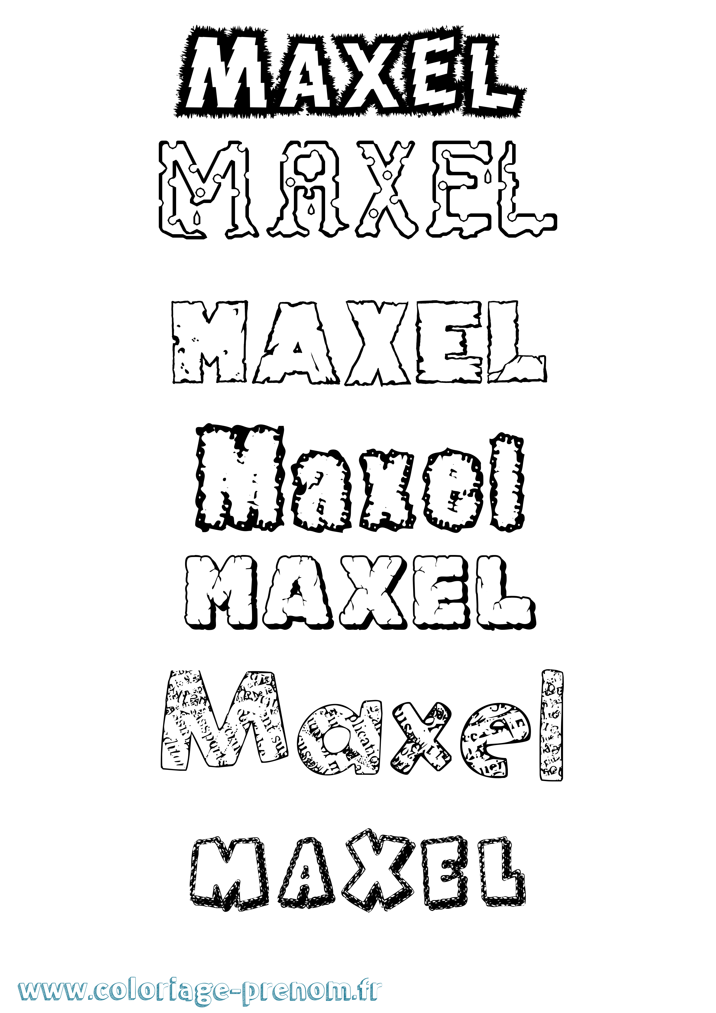 Coloriage prénom Maxel Destructuré