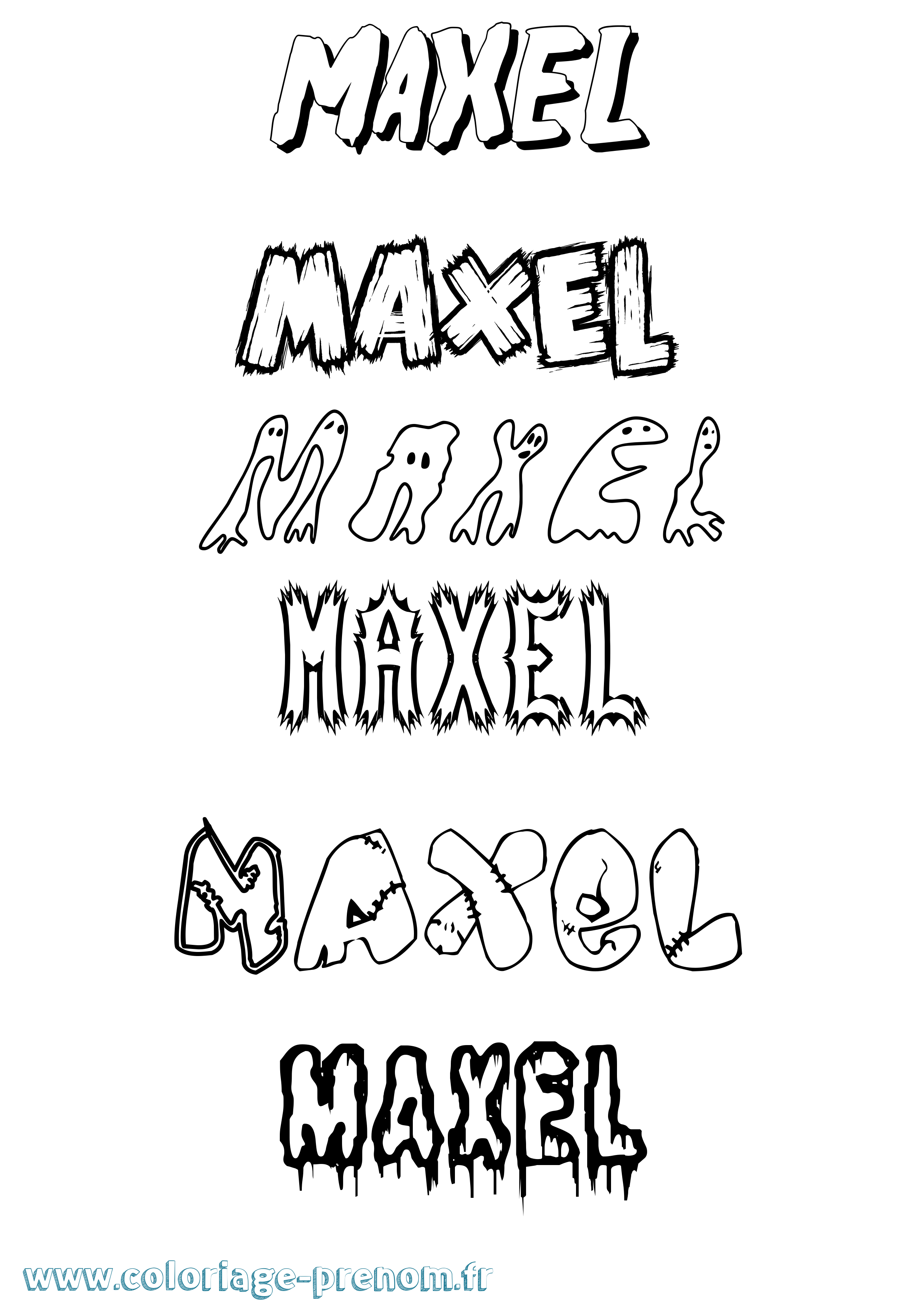 Coloriage prénom Maxel Frisson