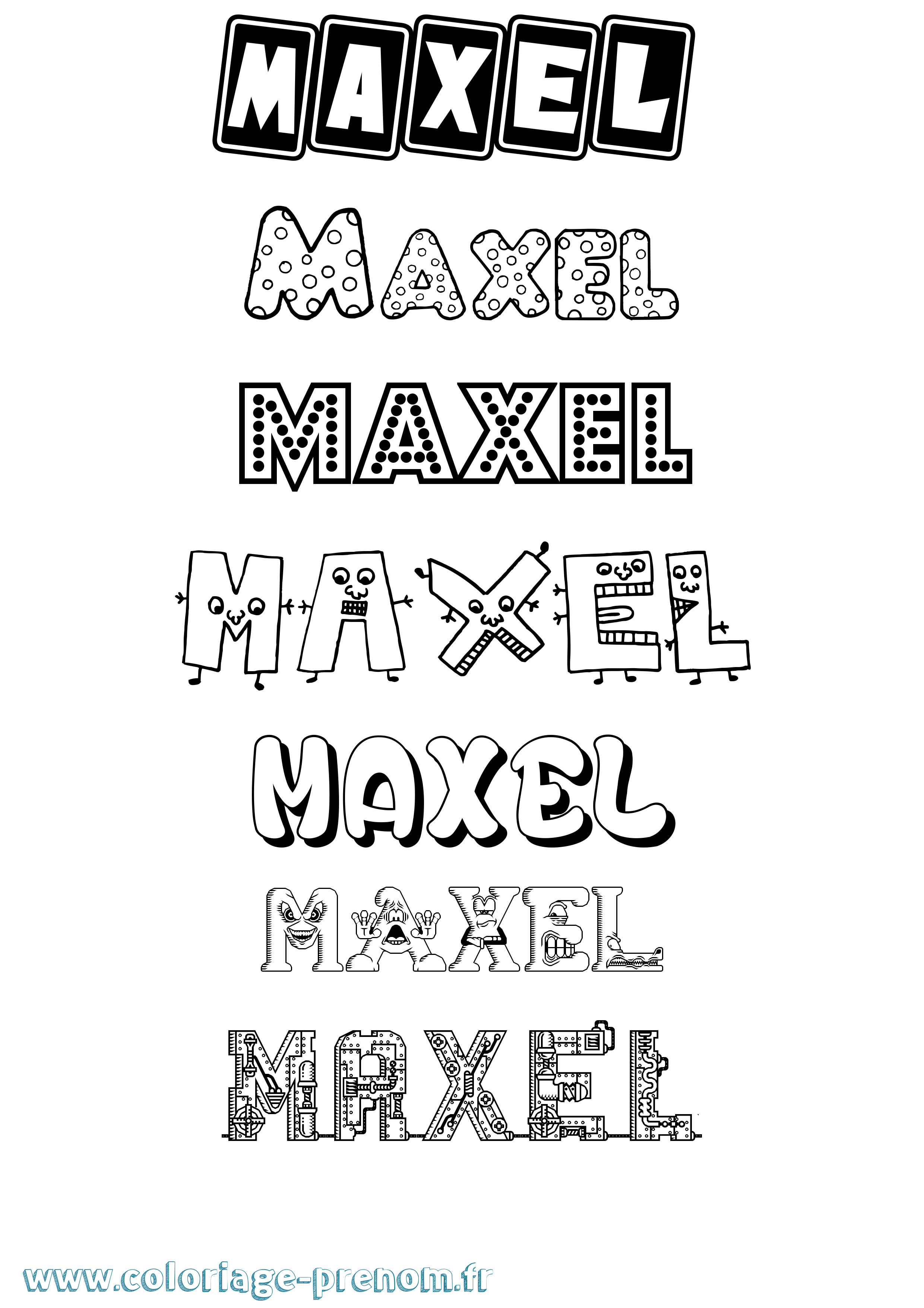 Coloriage prénom Maxel Fun