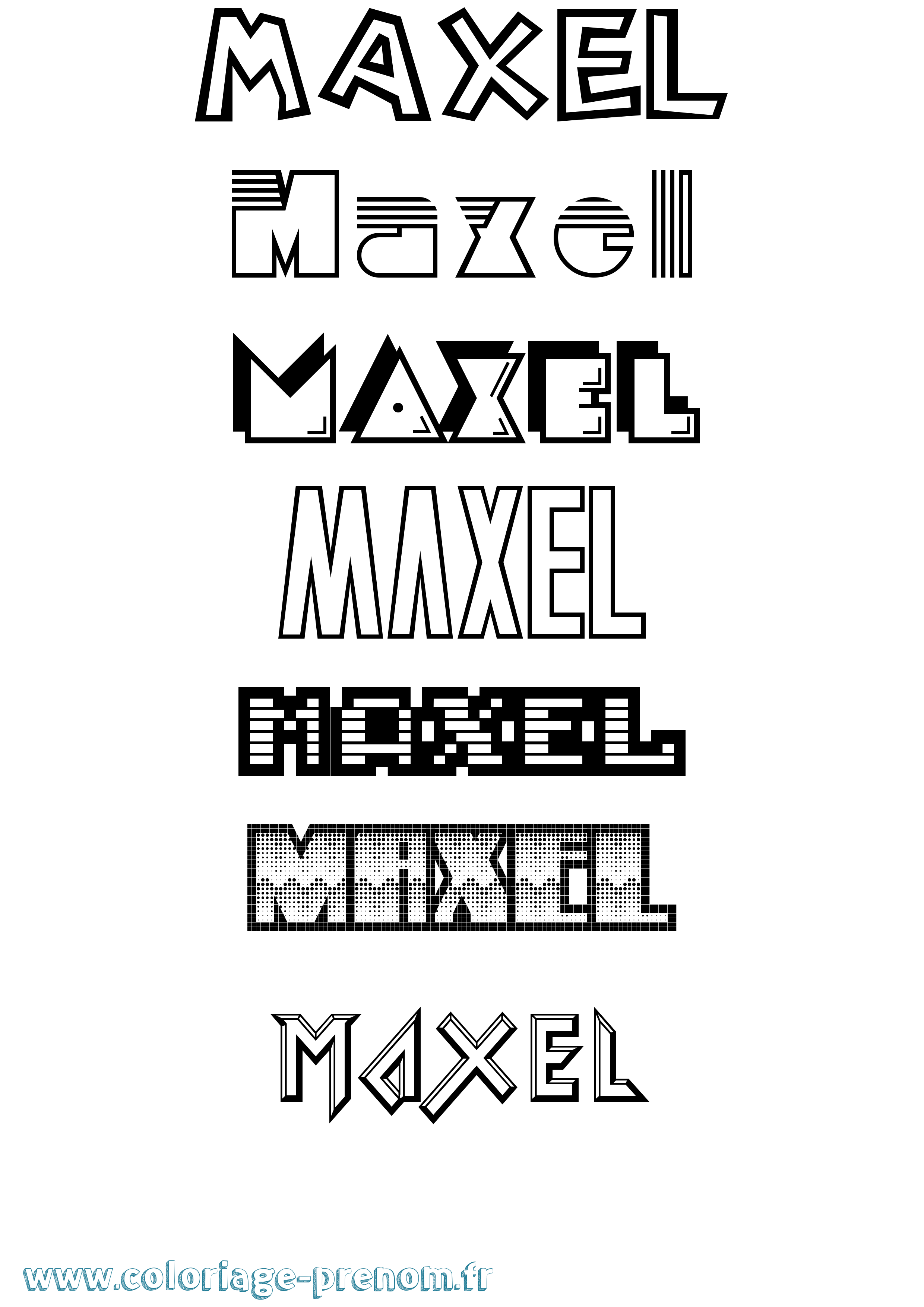 Coloriage prénom Maxel Jeux Vidéos