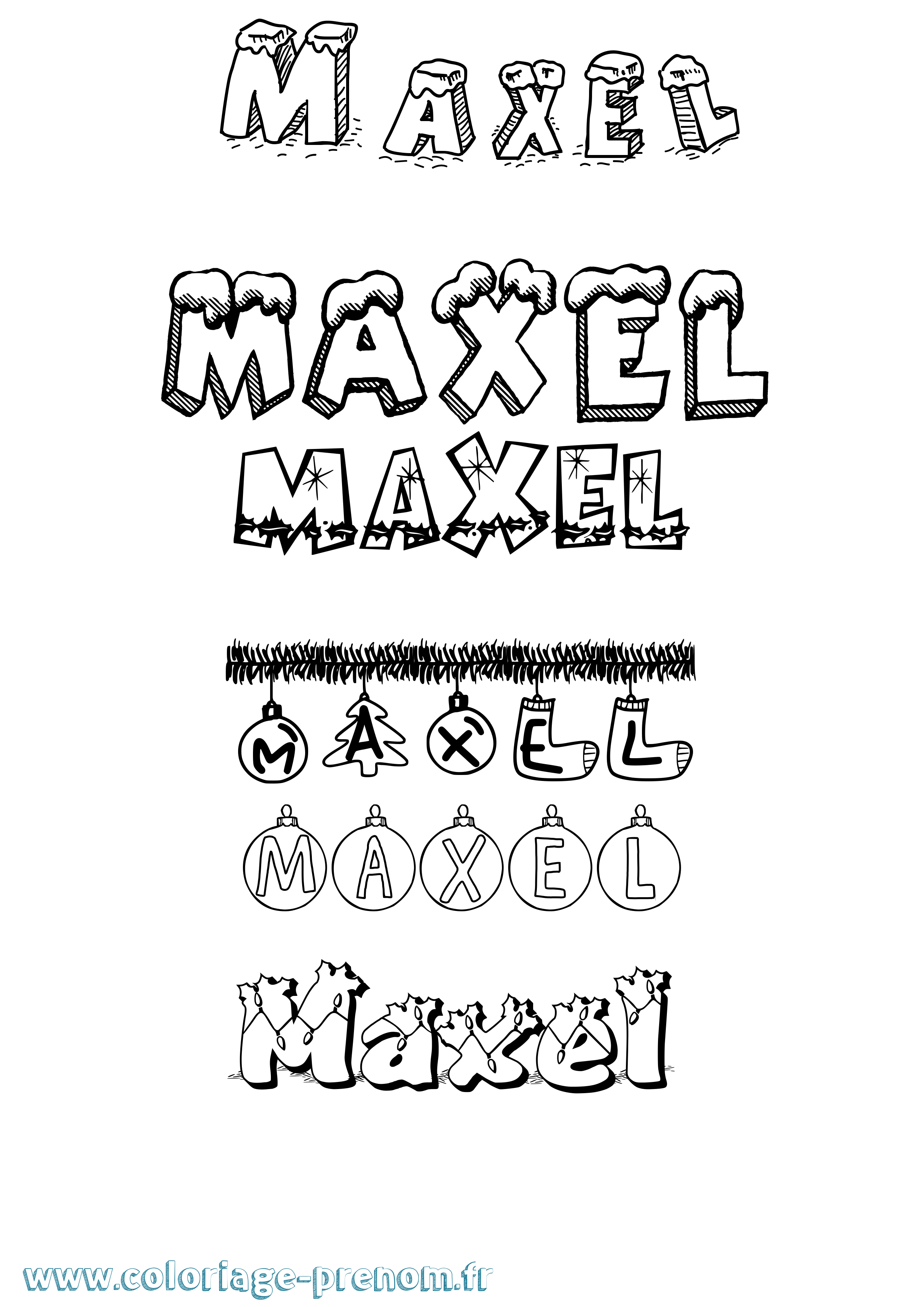 Coloriage prénom Maxel Noël