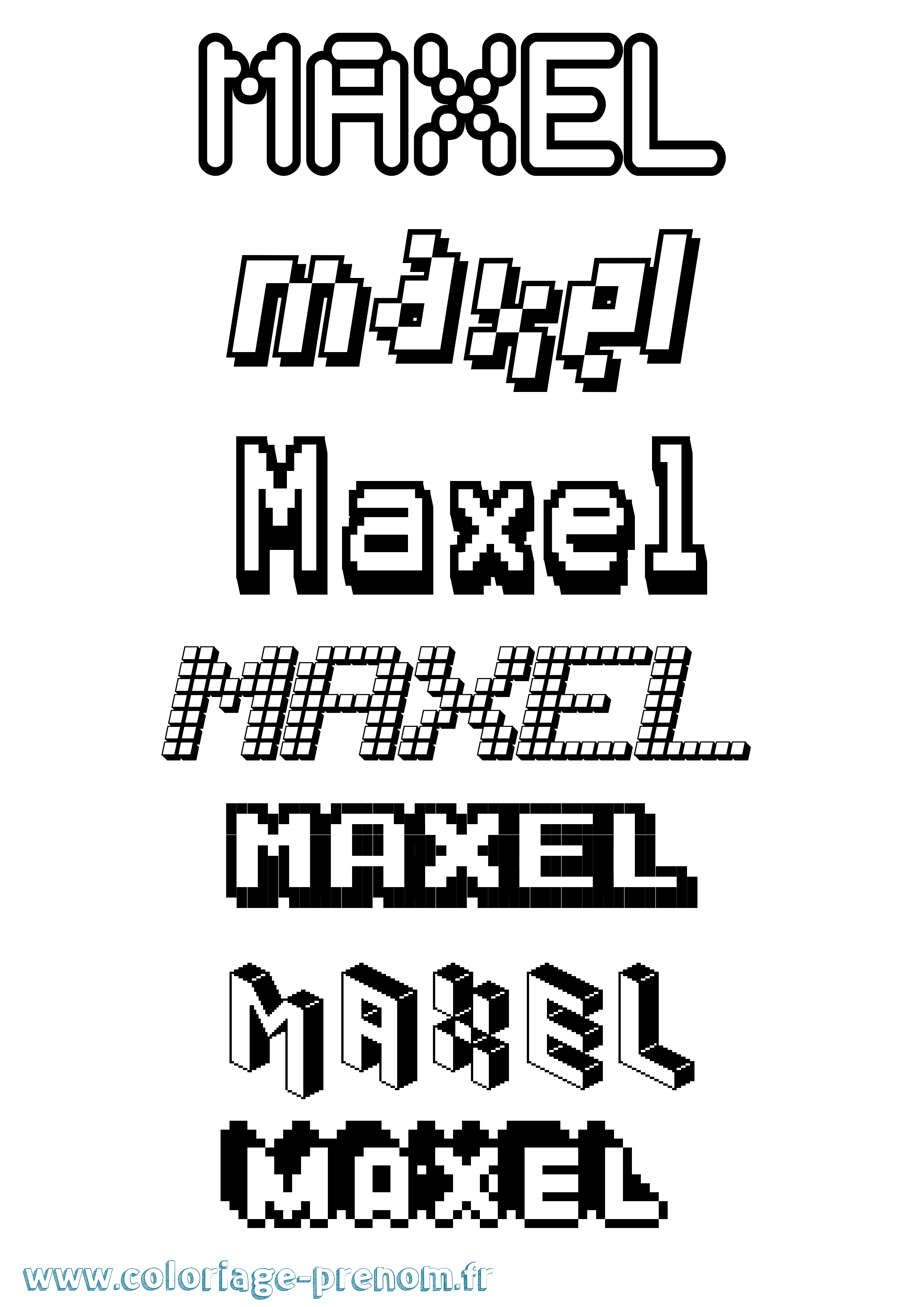 Coloriage prénom Maxel Pixel