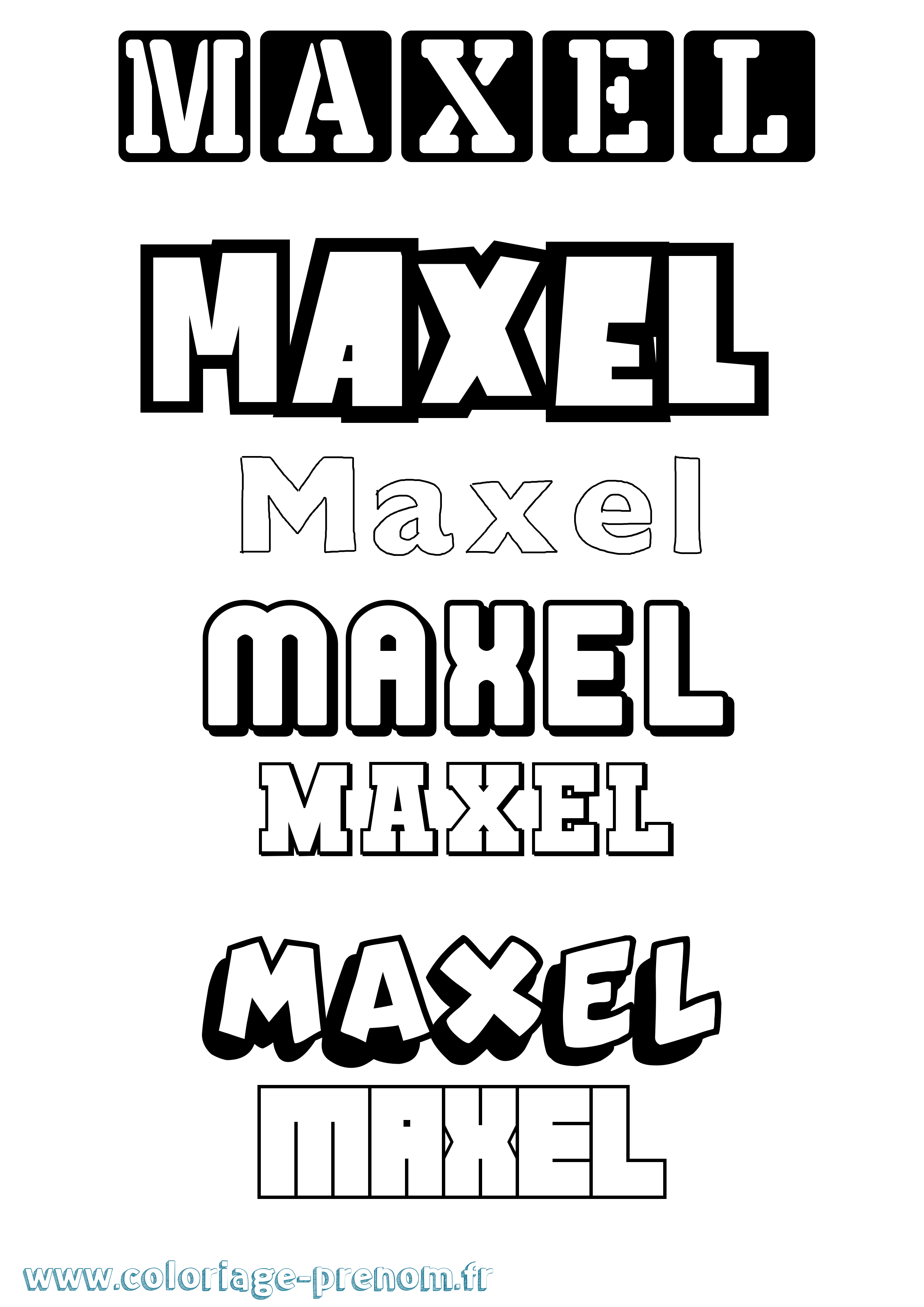 Coloriage prénom Maxel Simple