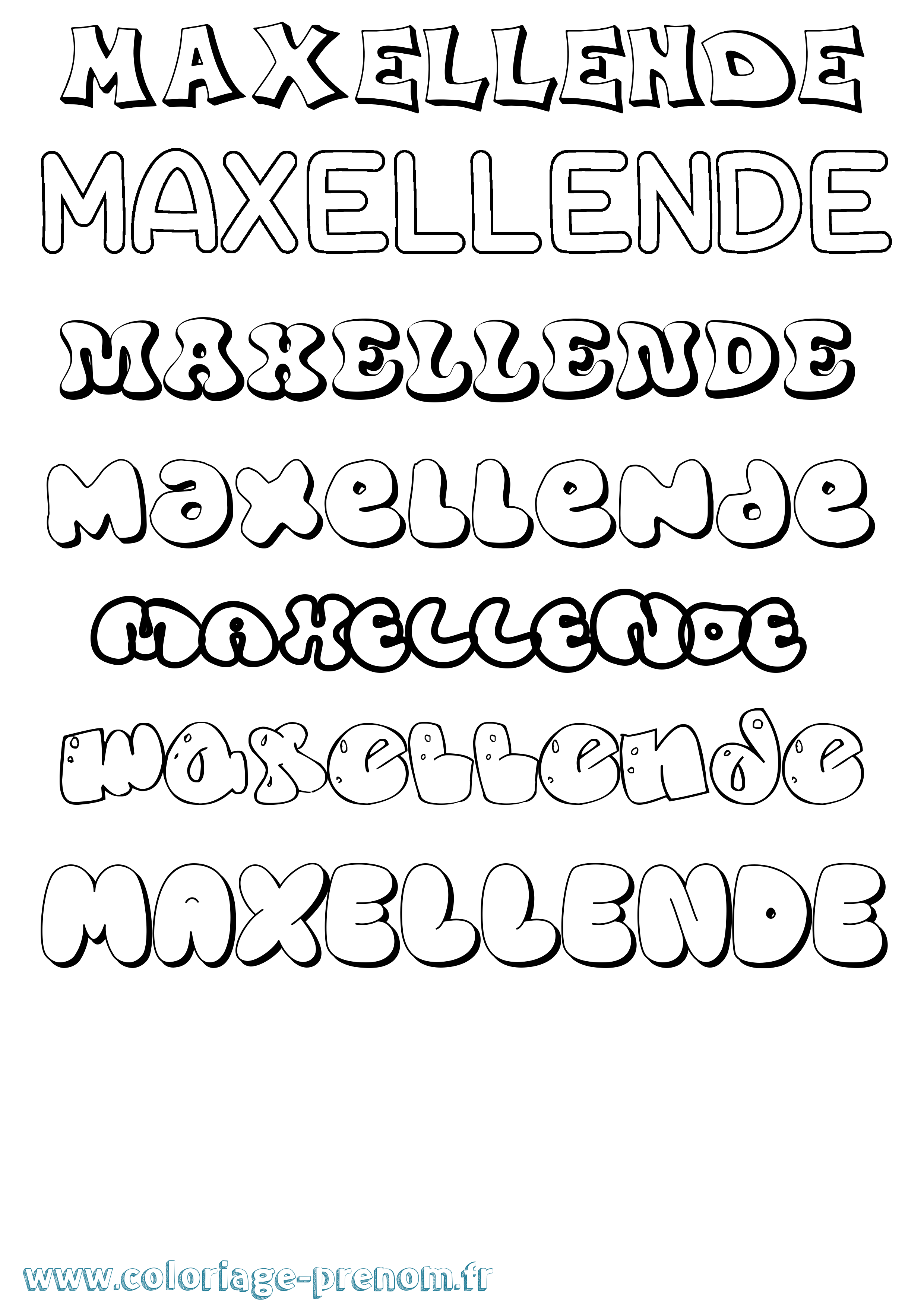 Coloriage prénom Maxellende Bubble