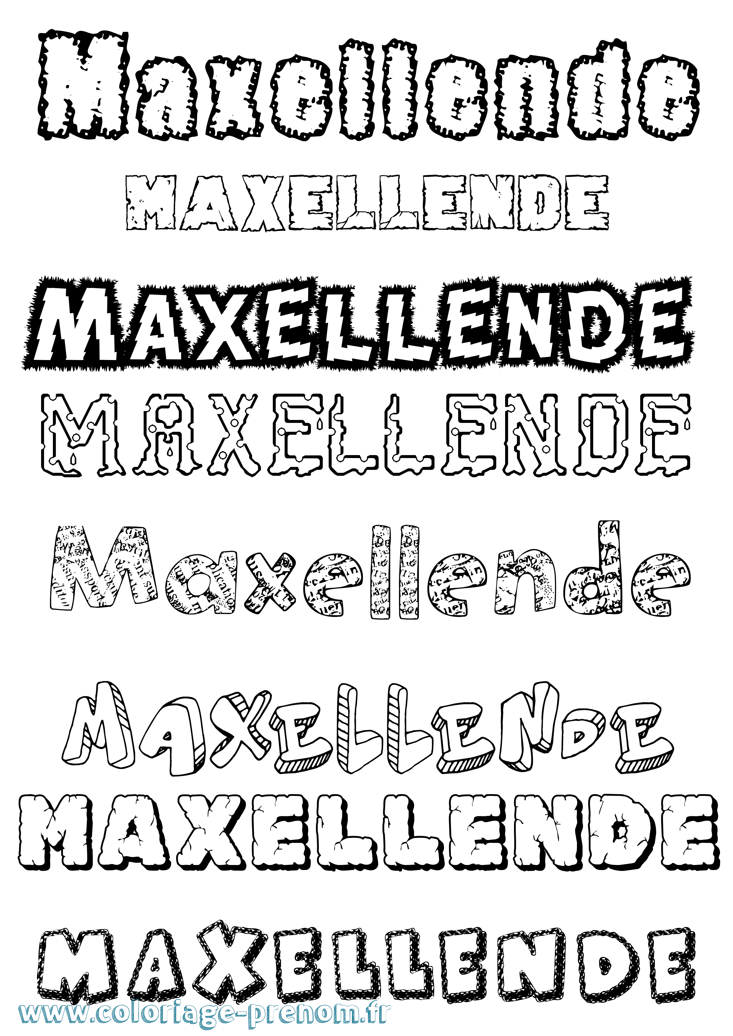 Coloriage prénom Maxellende Destructuré