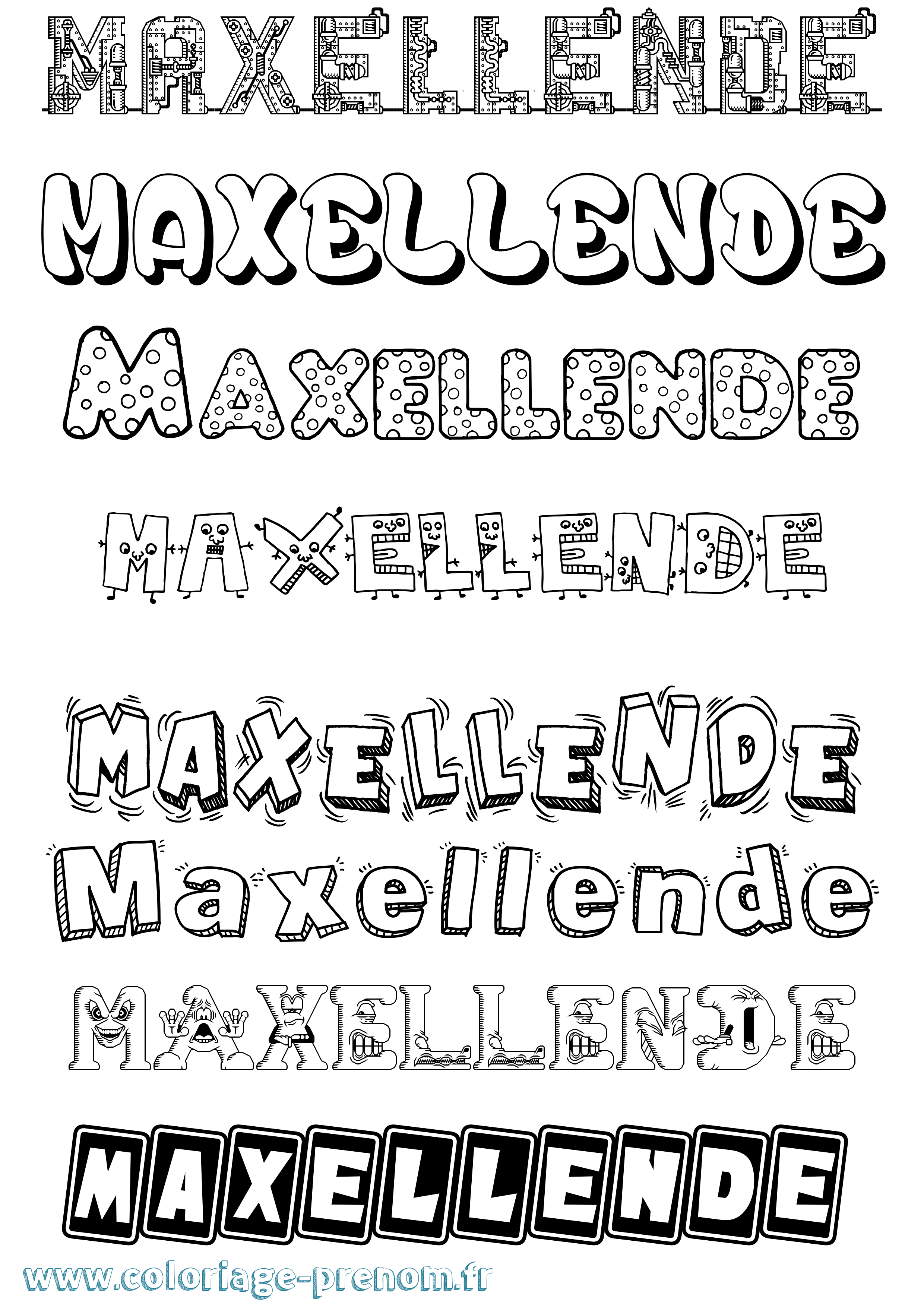 Coloriage prénom Maxellende Fun