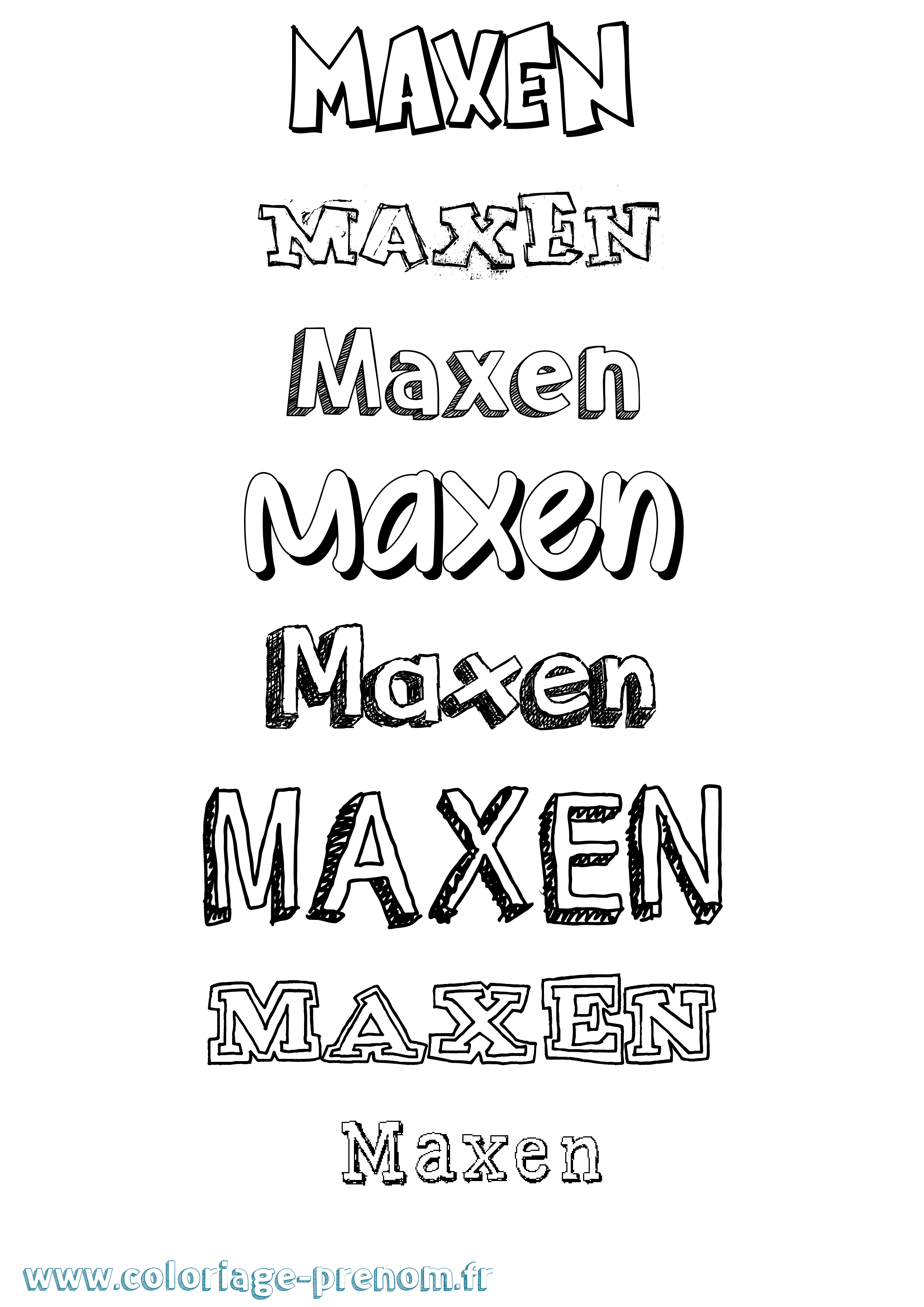 Coloriage prénom Maxen Dessiné