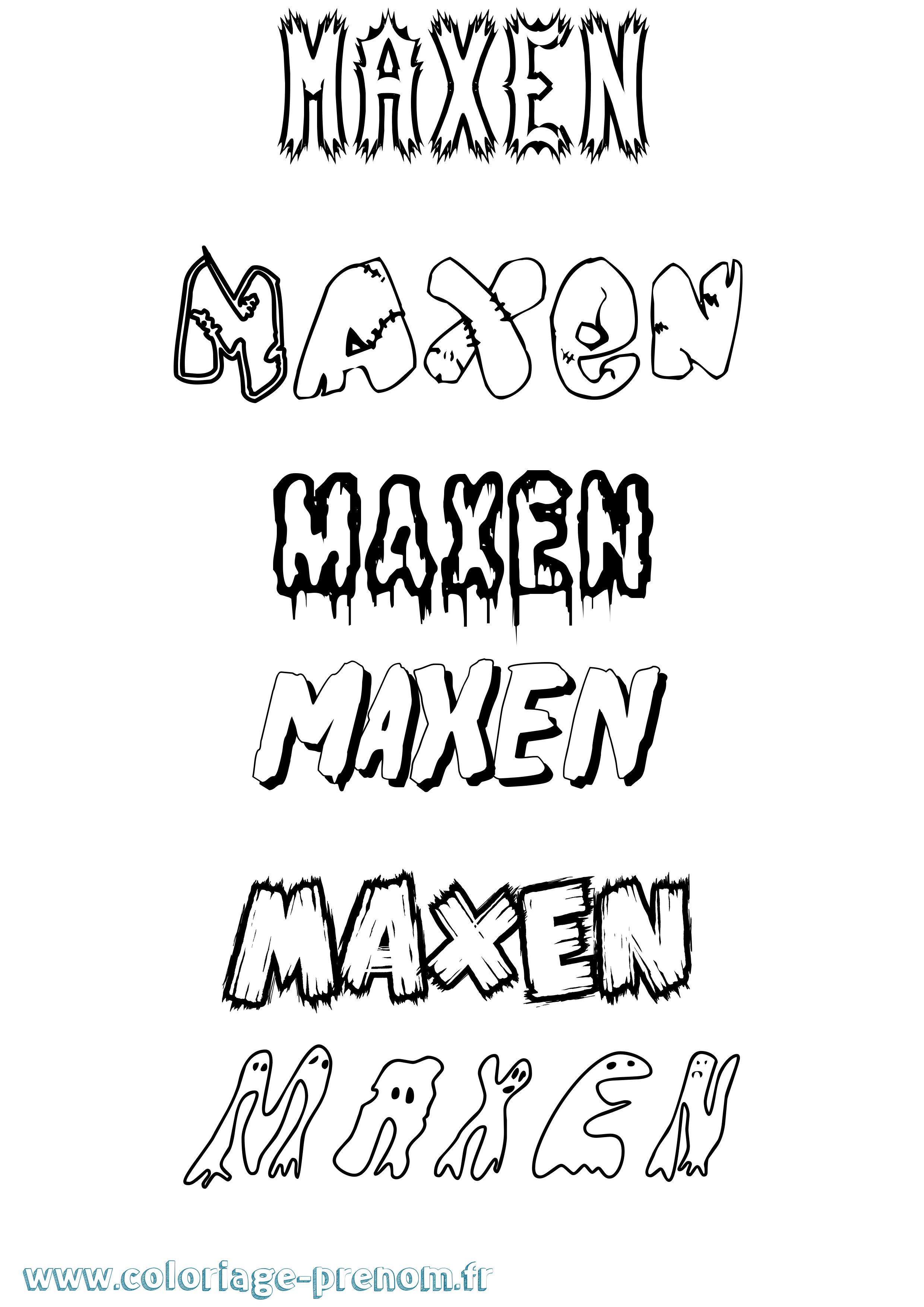 Coloriage prénom Maxen Frisson