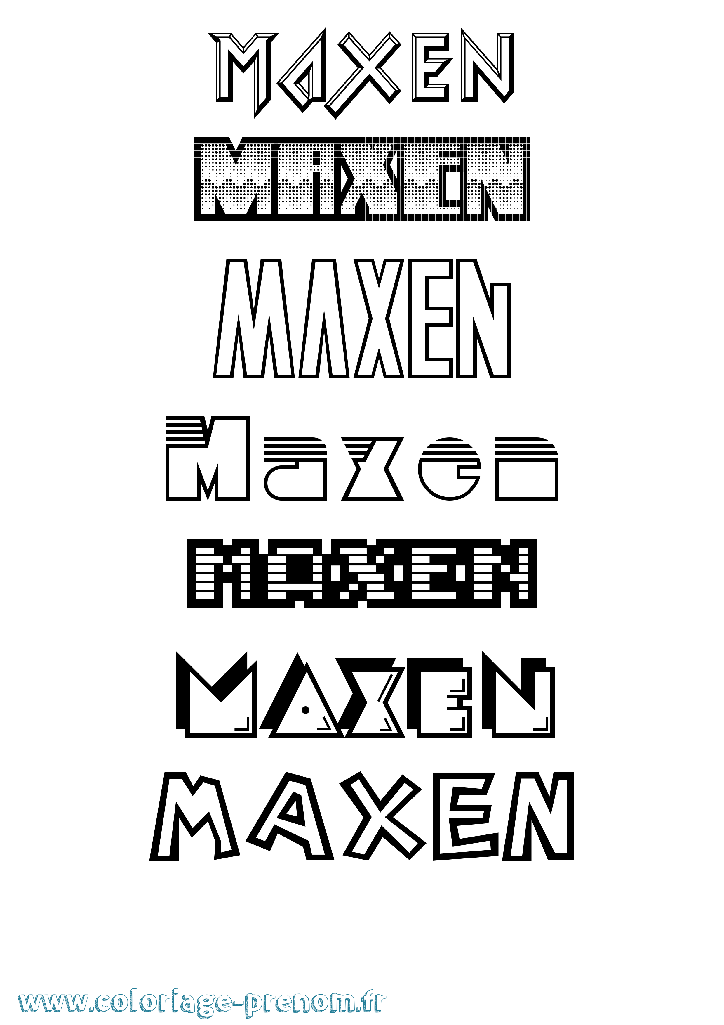 Coloriage prénom Maxen Jeux Vidéos