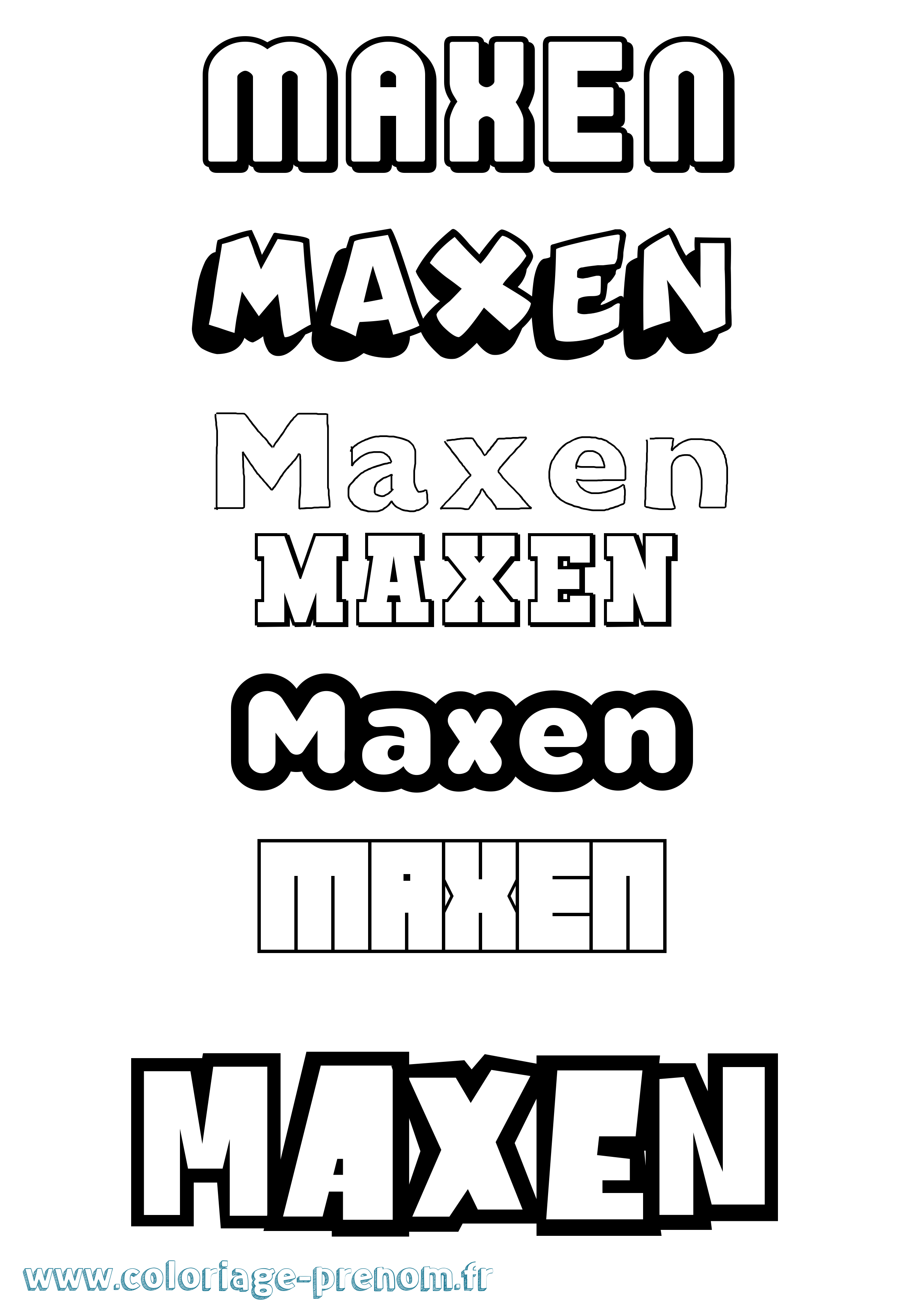 Coloriage prénom Maxen Simple