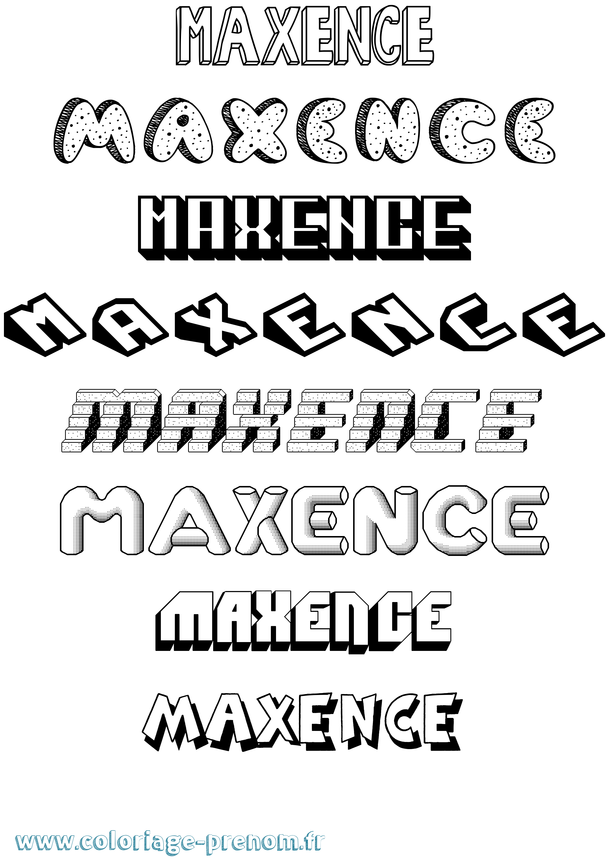 Coloriage prénom Maxence Effet 3D
