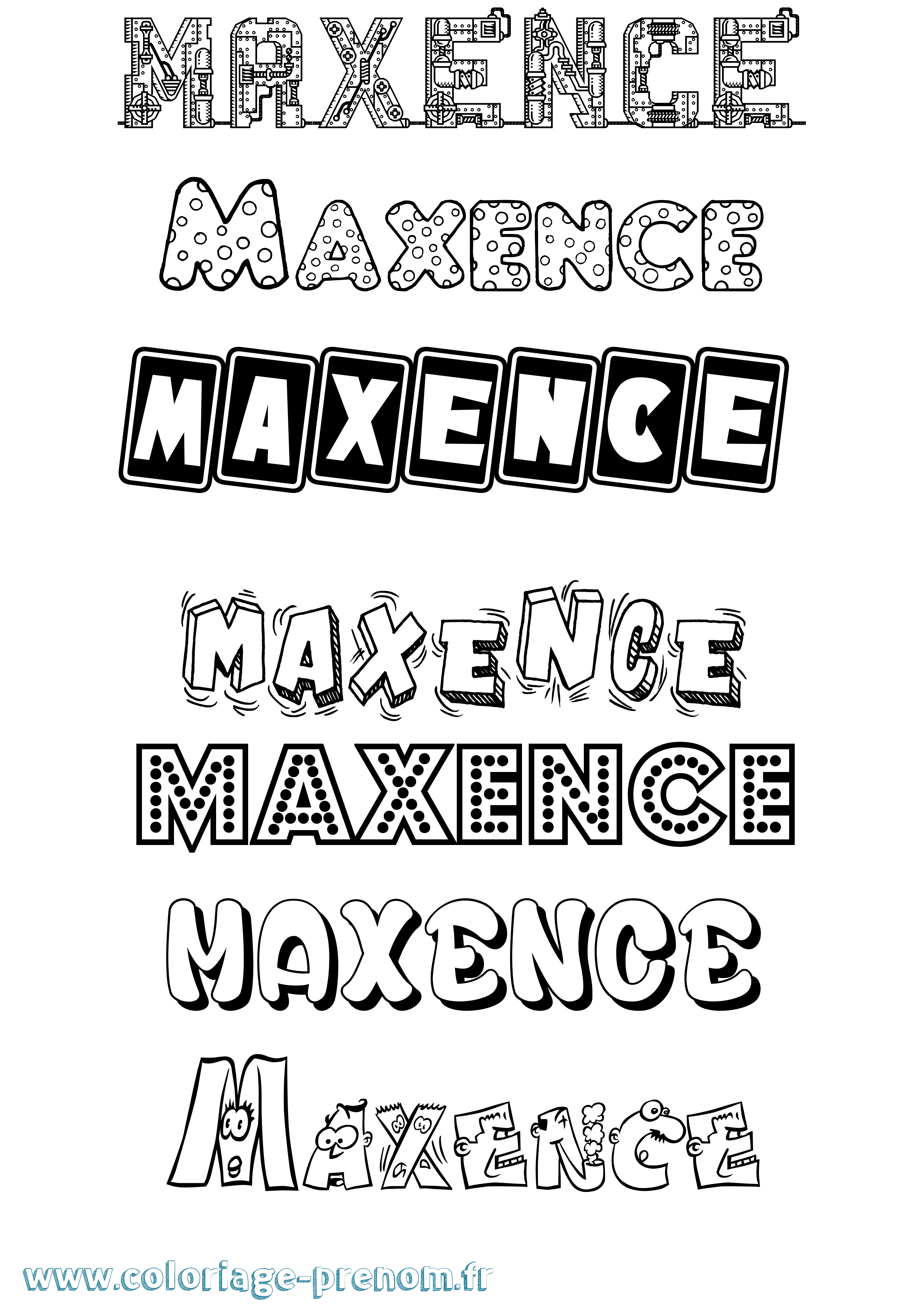 Coloriage prénom Maxence Fun