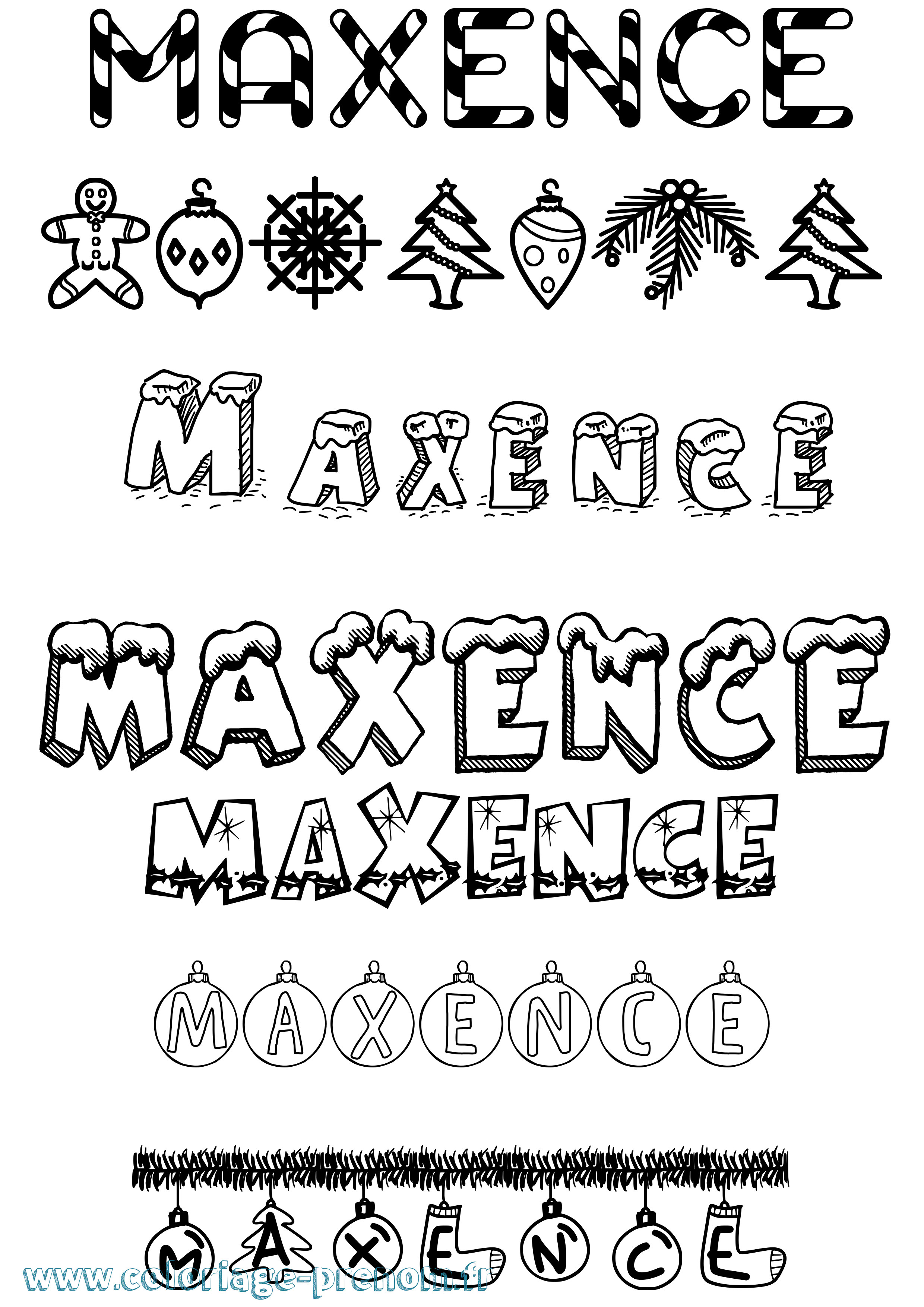 Coloriage prénom Maxence