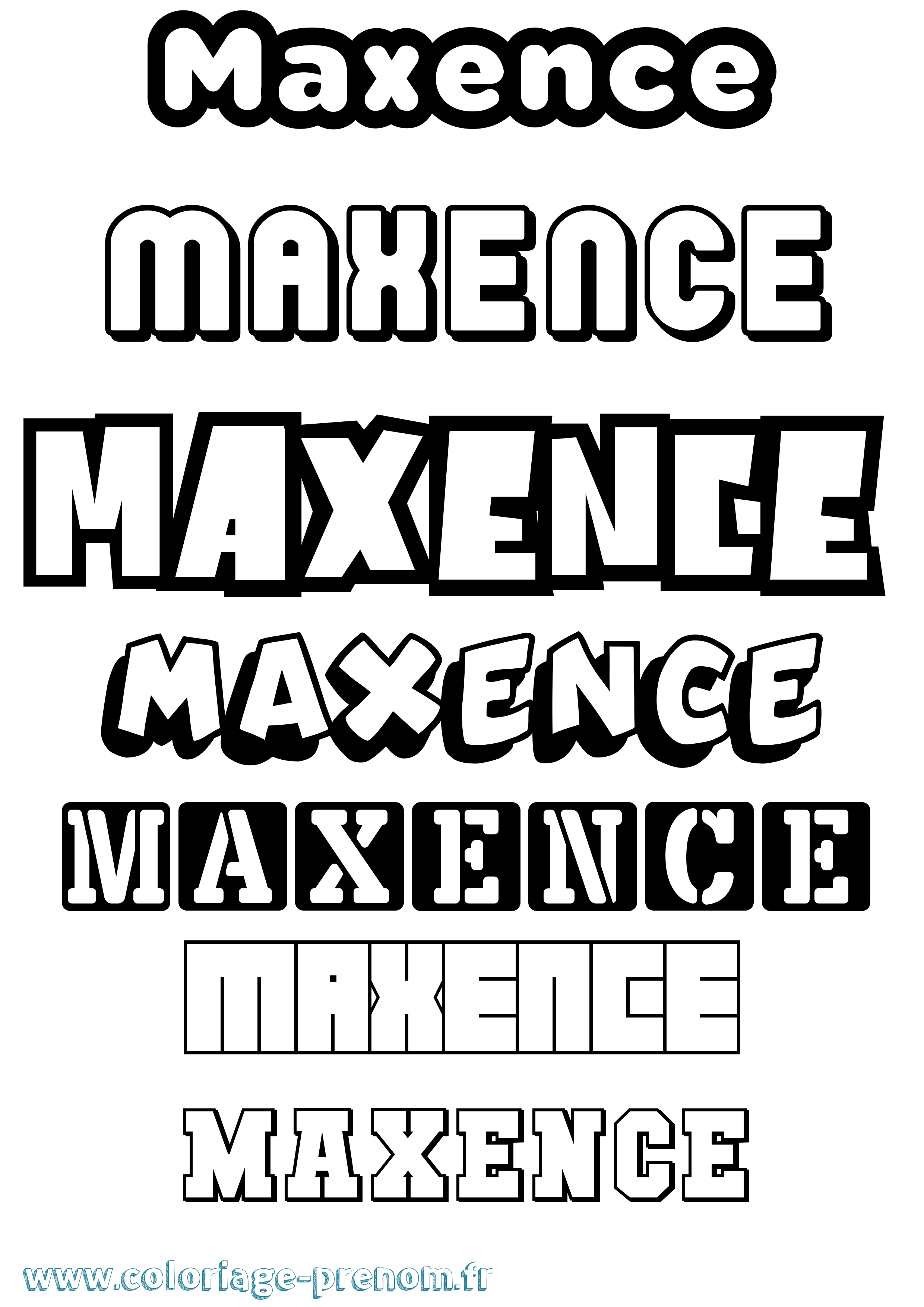 Coloriage prénom Maxence Simple