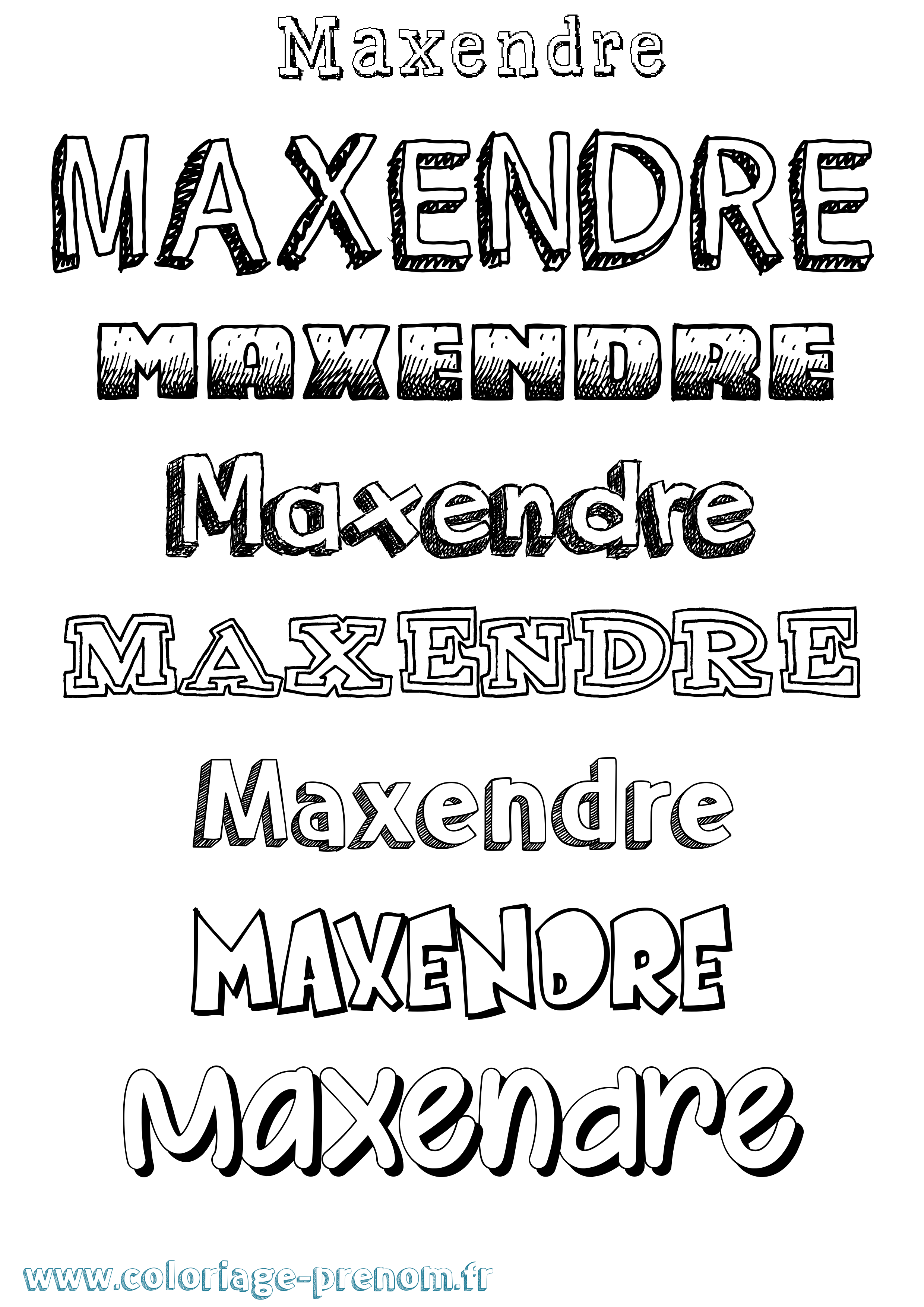 Coloriage prénom Maxendre Dessiné