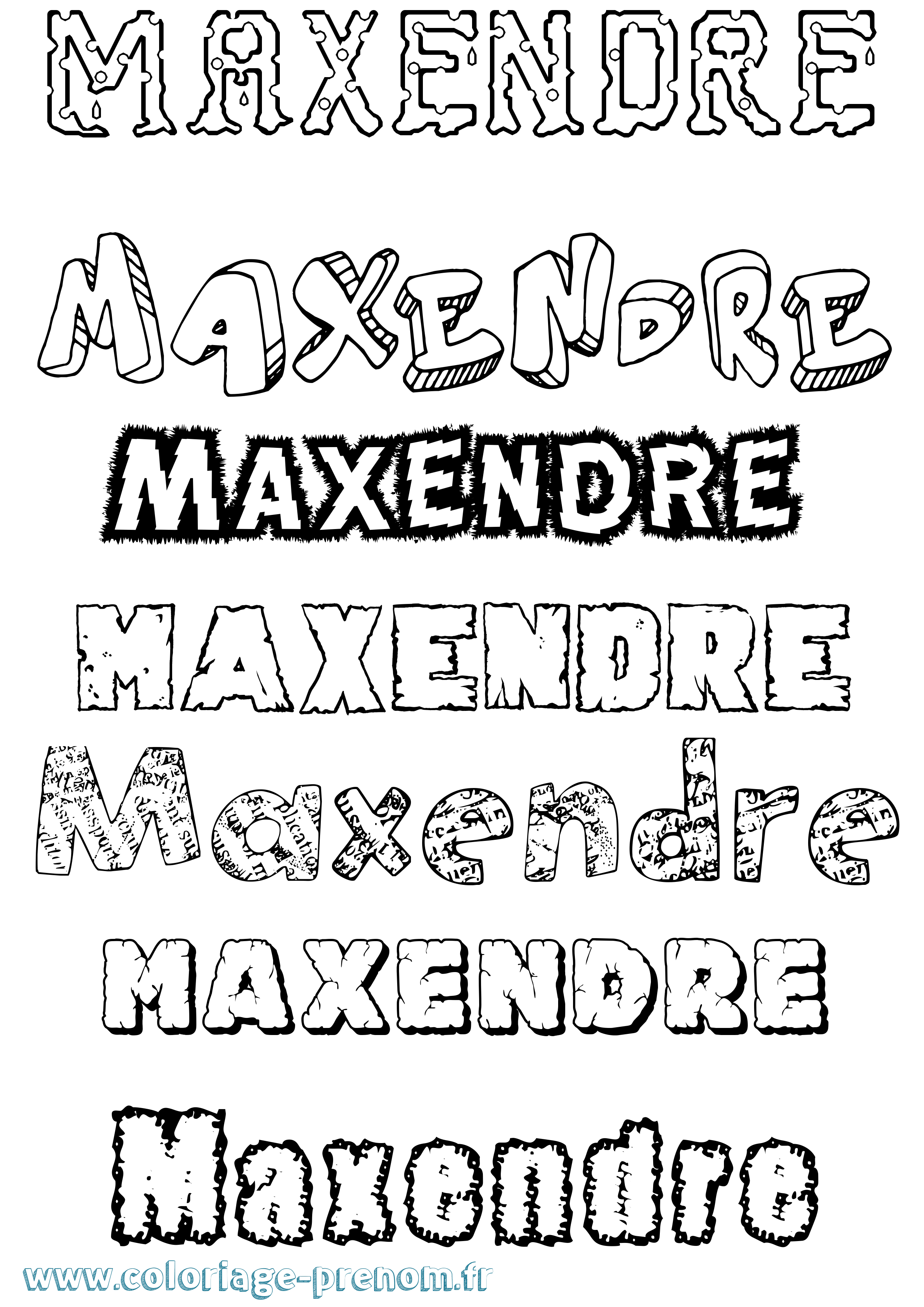 Coloriage prénom Maxendre Destructuré