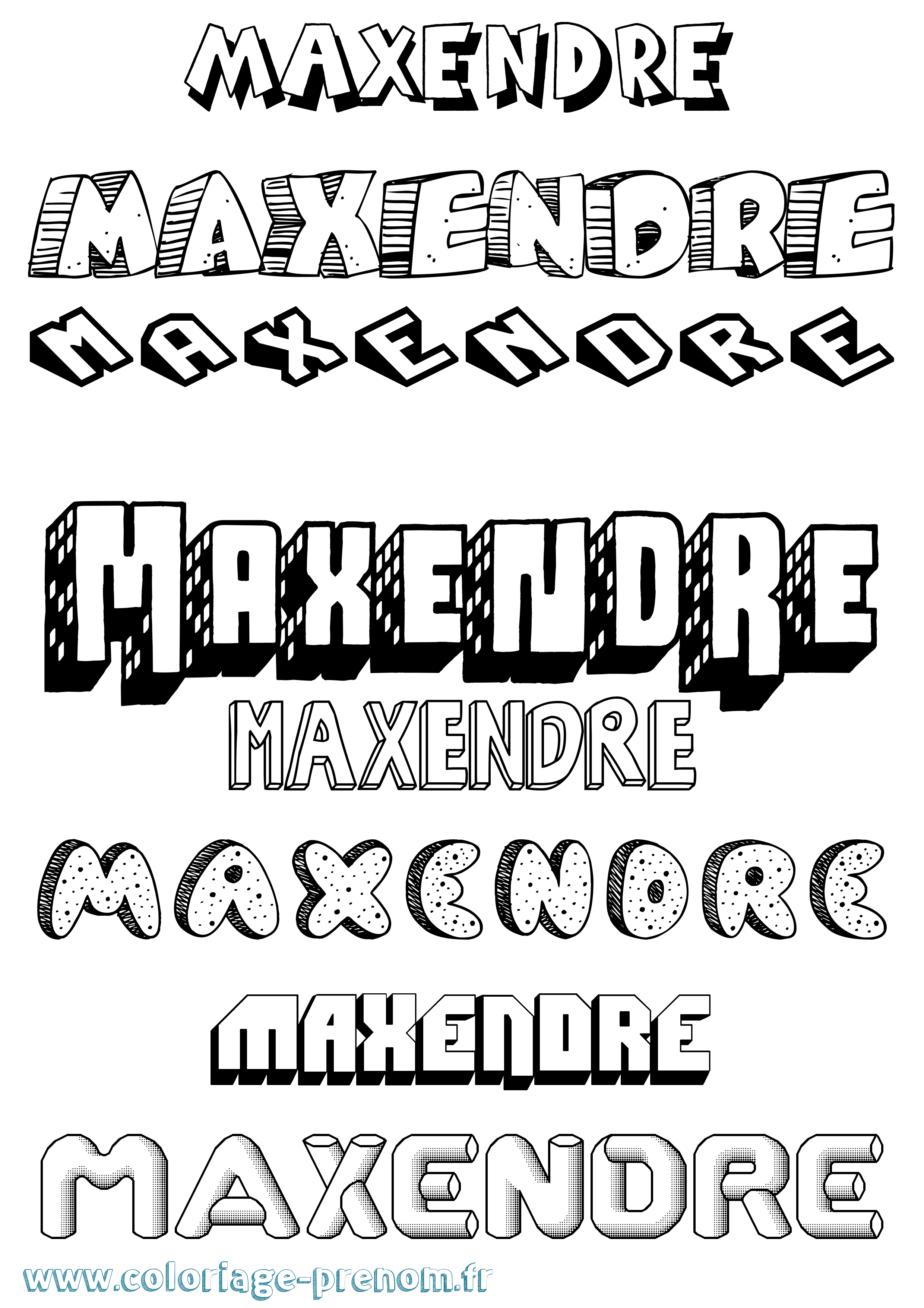 Coloriage prénom Maxendre Effet 3D