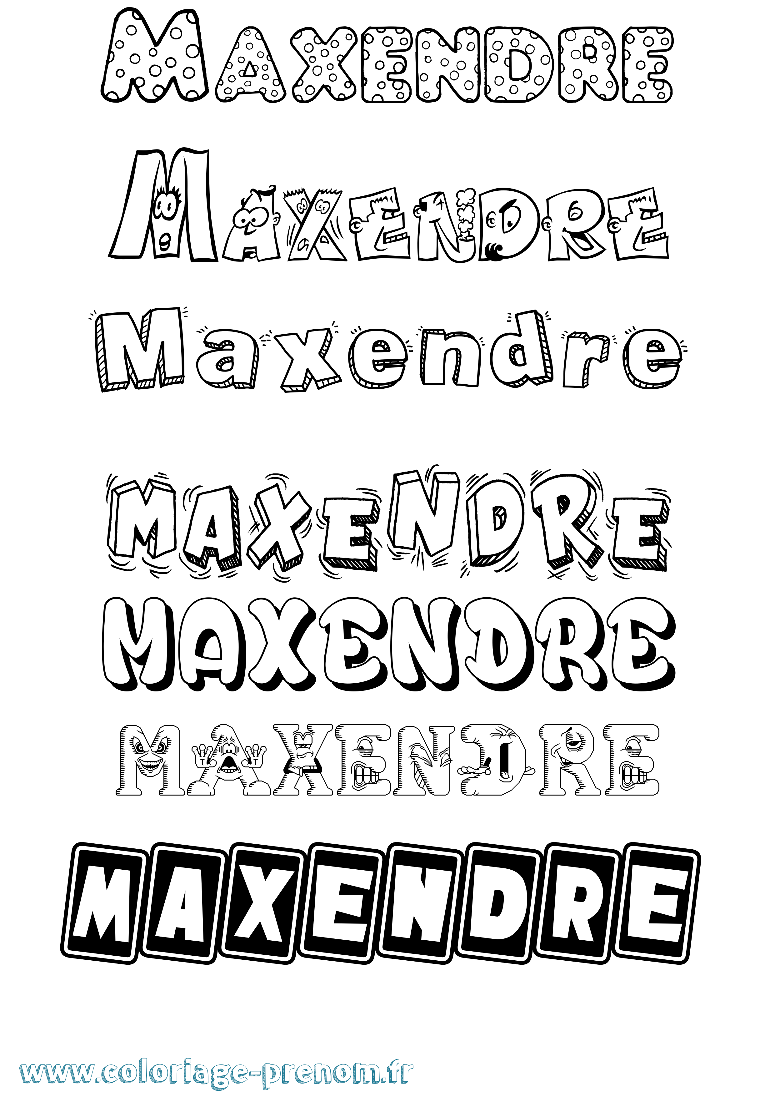 Coloriage prénom Maxendre Fun