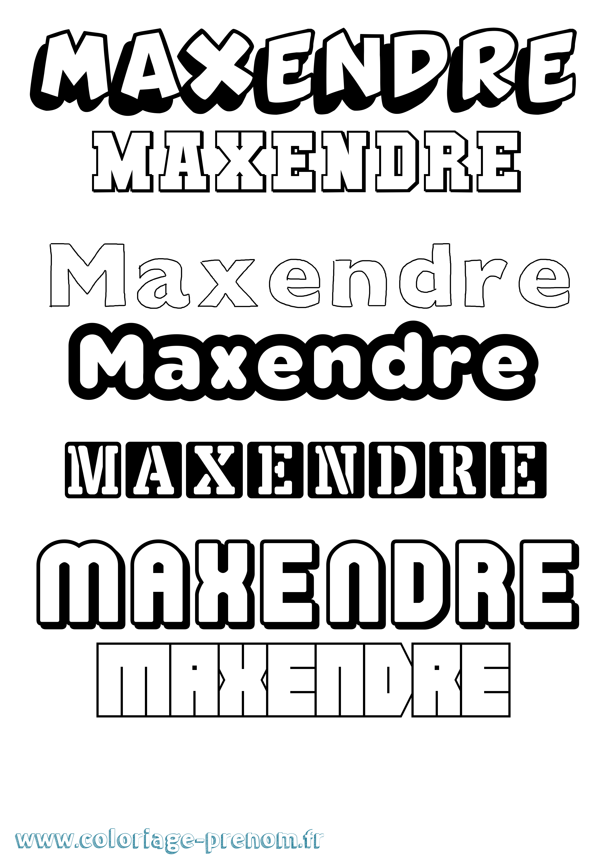 Coloriage prénom Maxendre Simple
