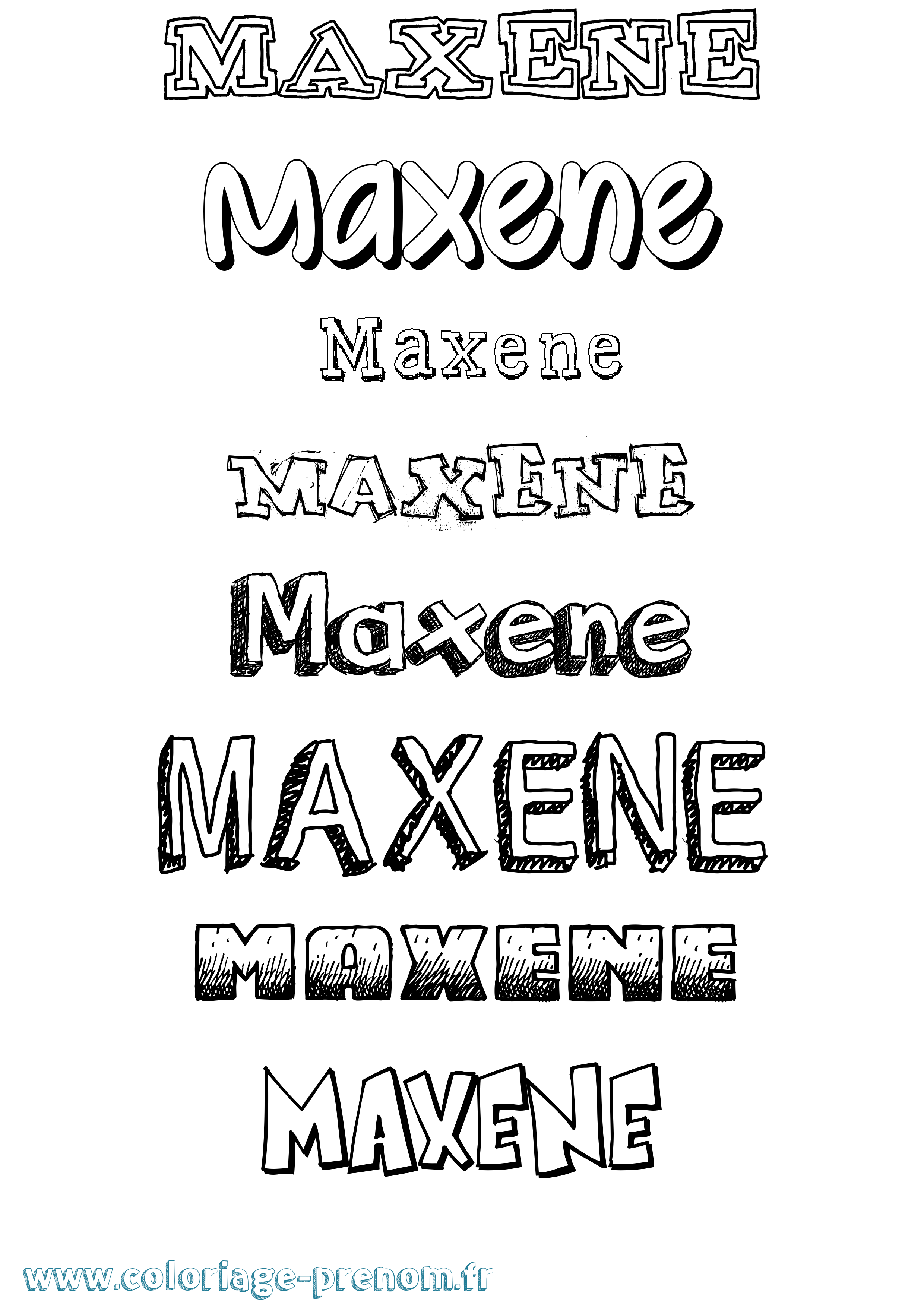 Coloriage prénom Maxene Dessiné