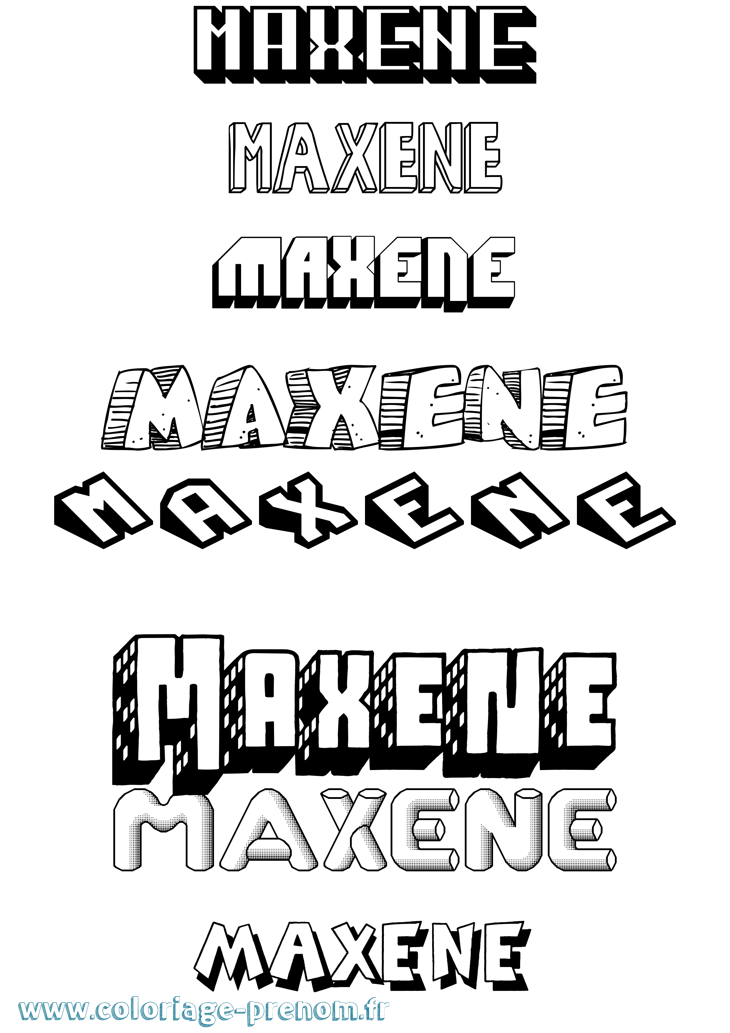 Coloriage prénom Maxene Effet 3D