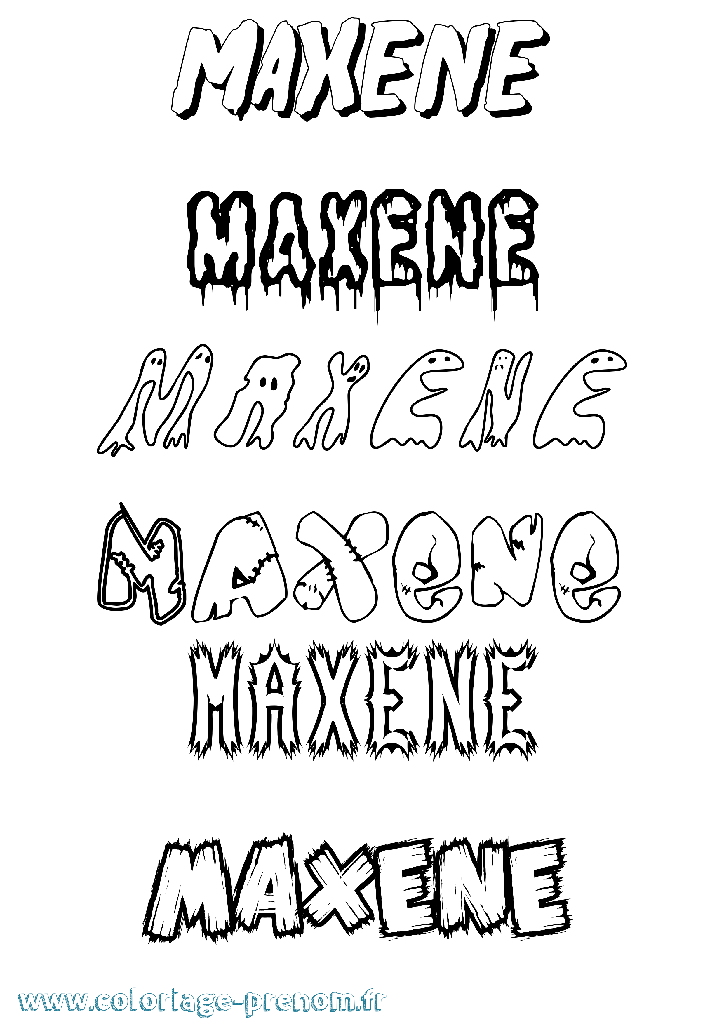 Coloriage prénom Maxene Frisson