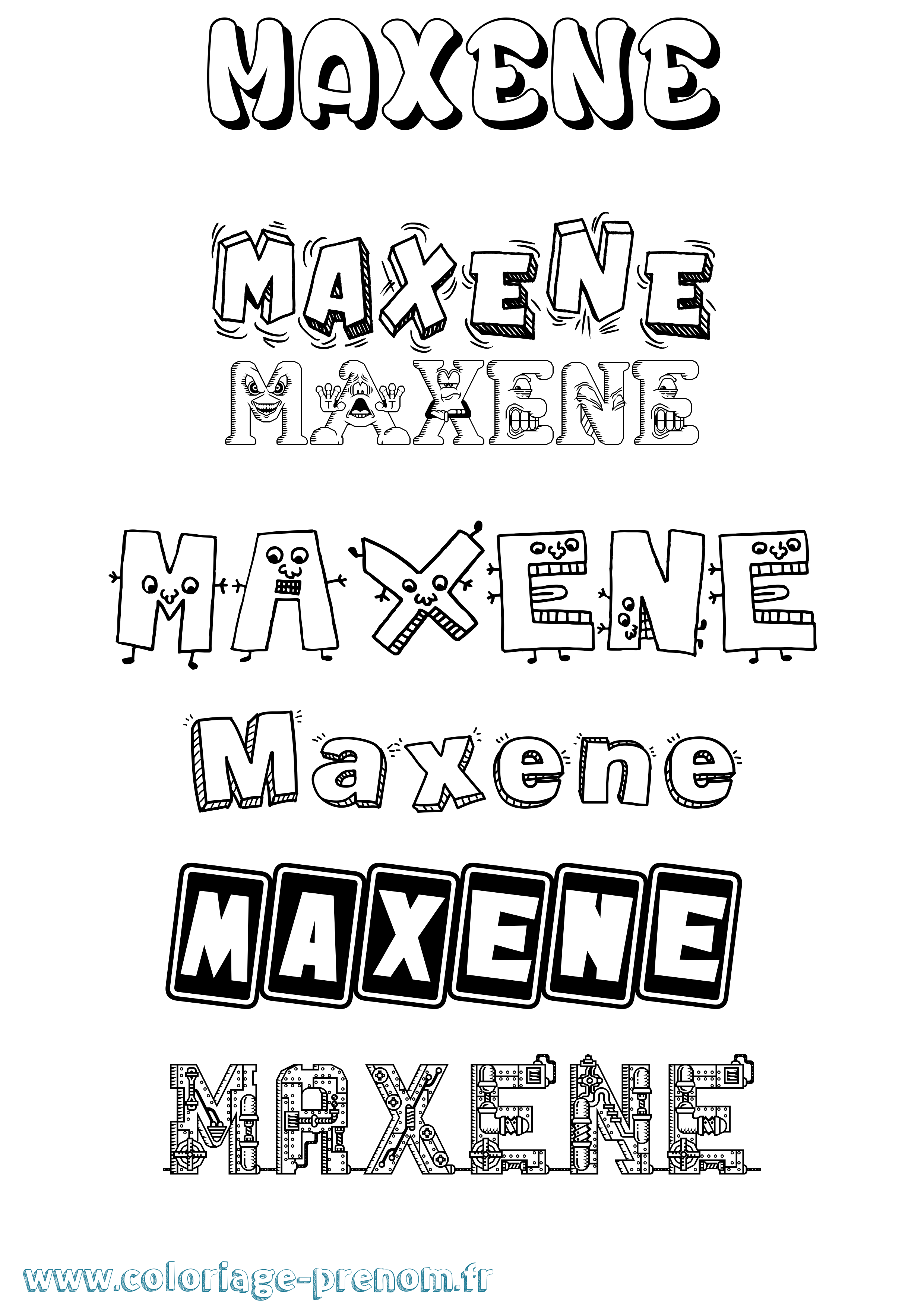 Coloriage prénom Maxene Fun
